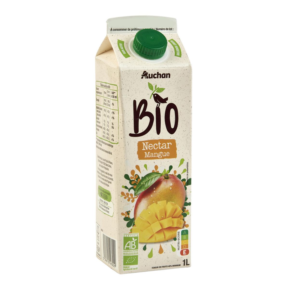 AUCHAN BIO Nectar de mangue en brique 1l