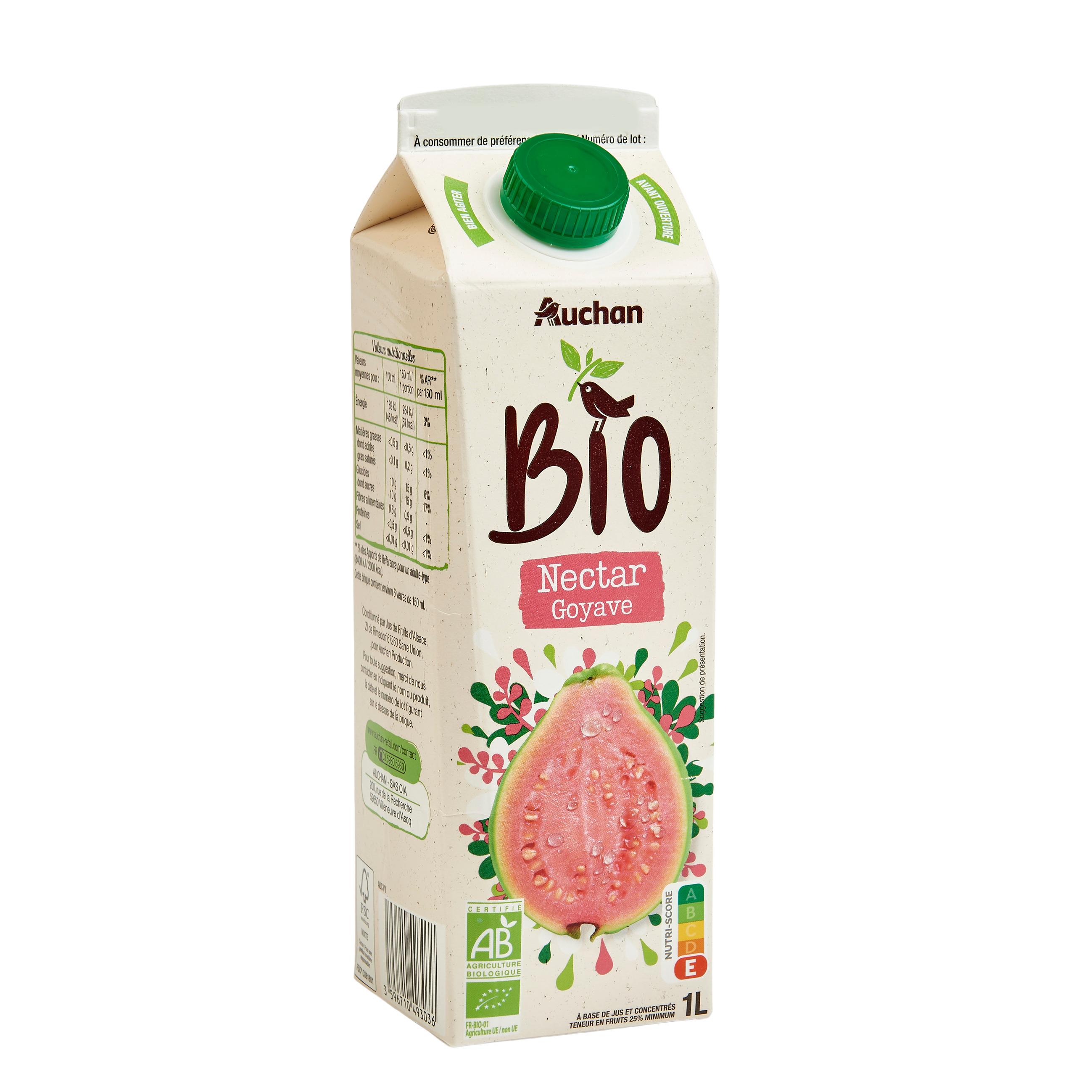 Voir la diapositive 3 : AUCHAN BIO Nectar de Goyave bio en brique 1l