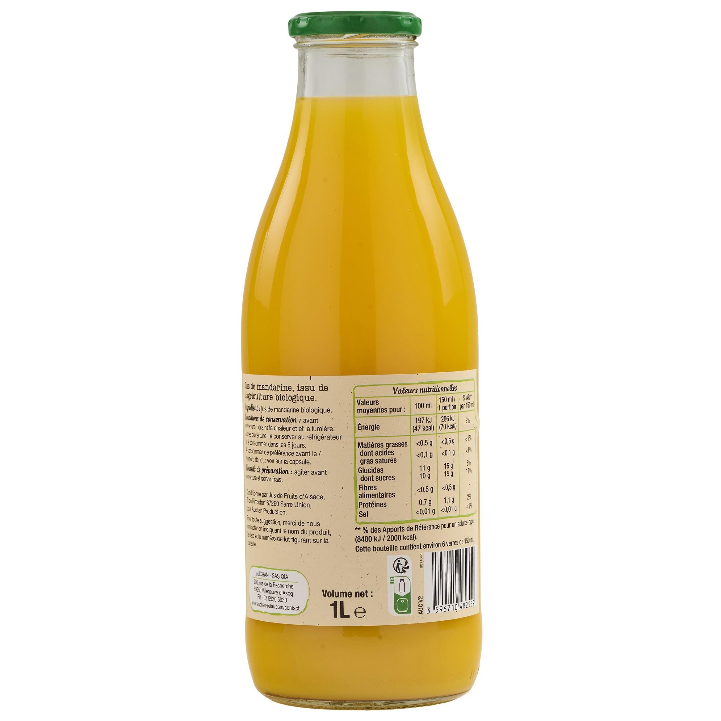 Voir la diapositive 3 : AUCHAN BIO Pur jus mandarine 1l