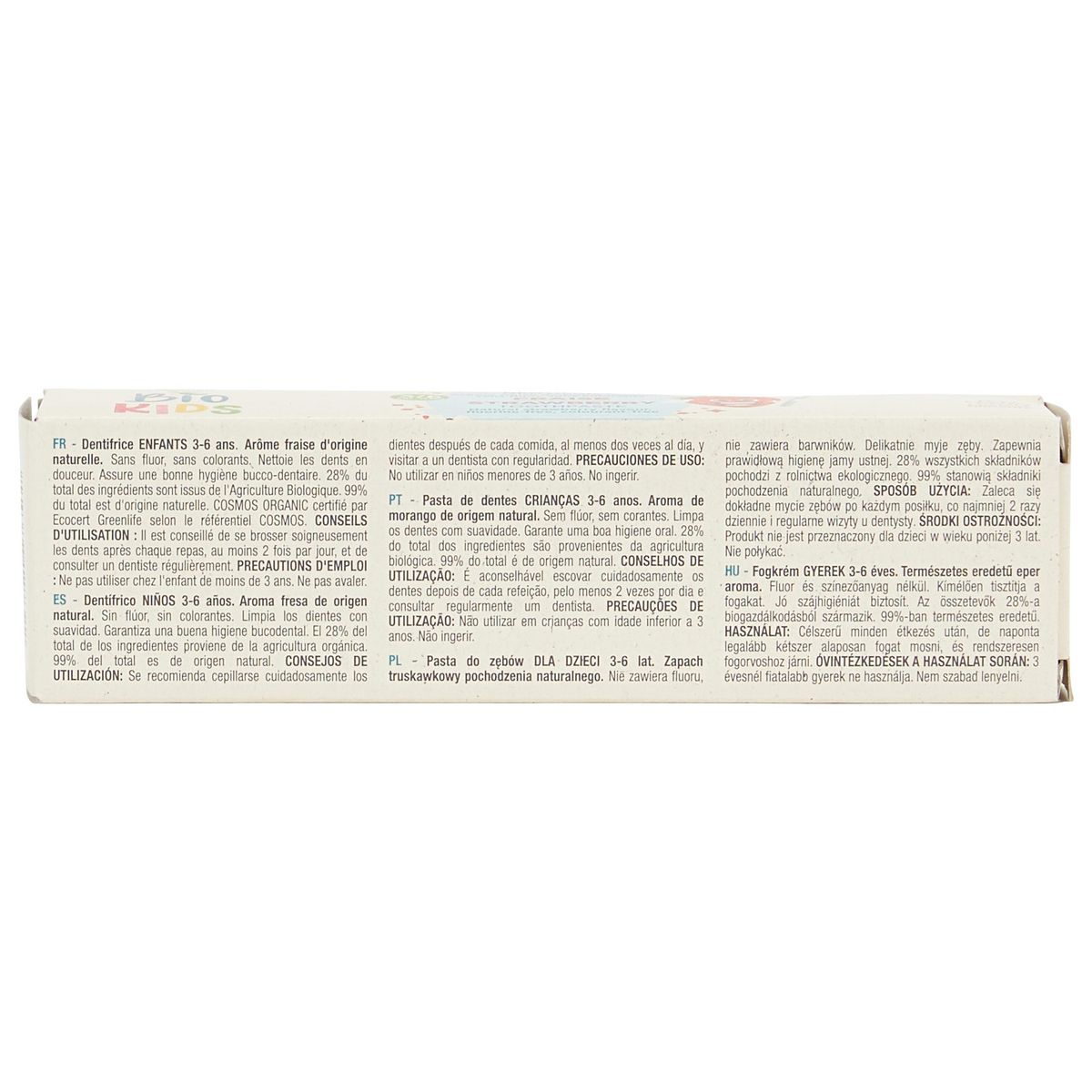 AUCHAN BIO Dentifrice enfant 3 ans+ à la fraise 50ml