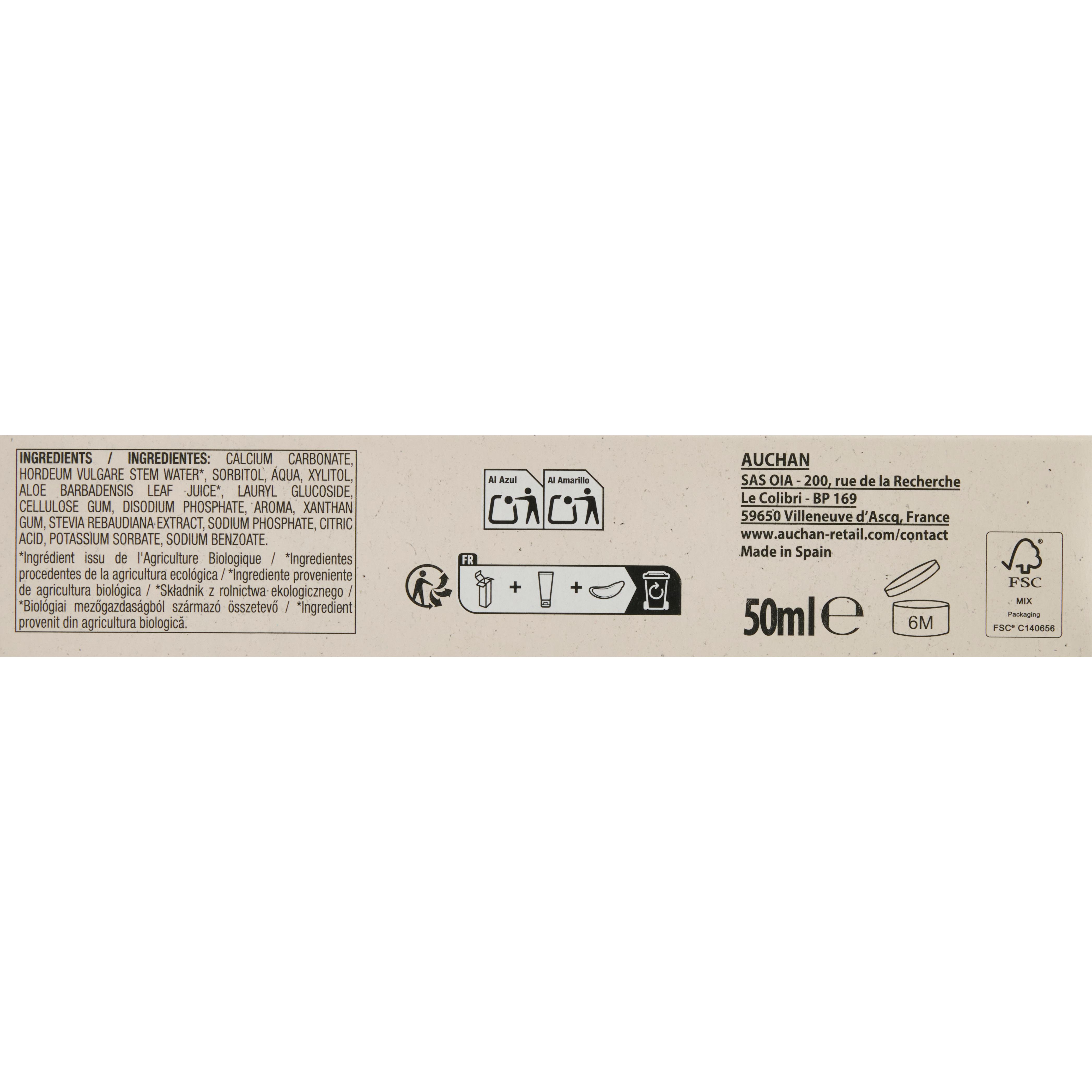 Voir la diapositive 2 : AUCHAN BIO Junior Dentifrice multi-fruits pour enfant de 7 à 13 ans 50ml