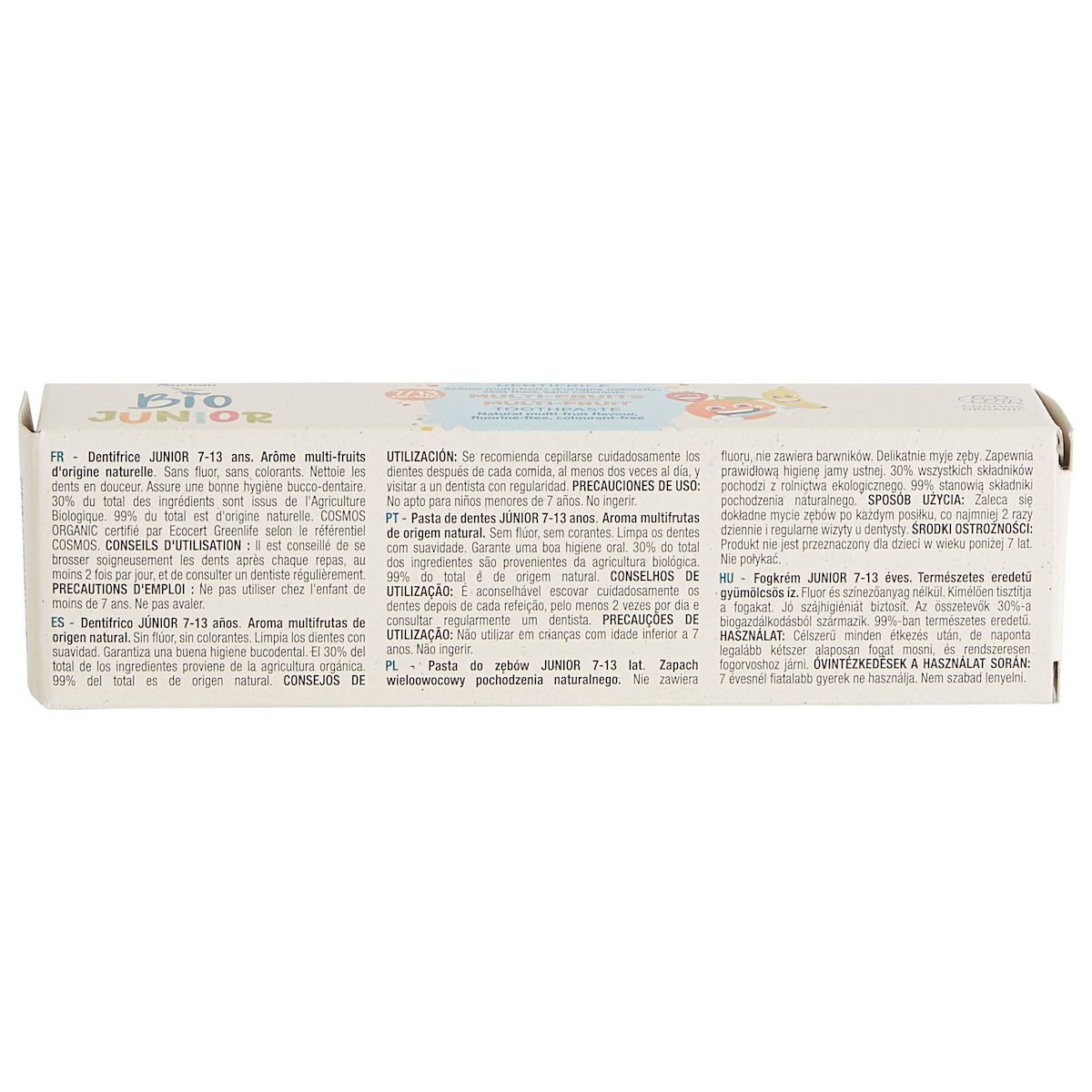 AUCHAN BIO Junior Dentifrice multi-fruits pour enfant de 7 à 13 ans 50ml