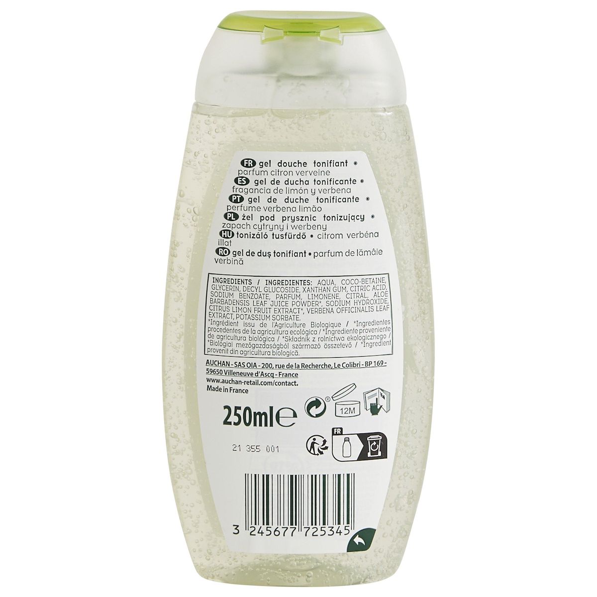 COSMIA BIO Gel douche tonifiant au citron et verveine bio 250ml