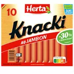 HERTA Knacki saucisse au jambon -30% de matière grasse 10 pièces 350g
