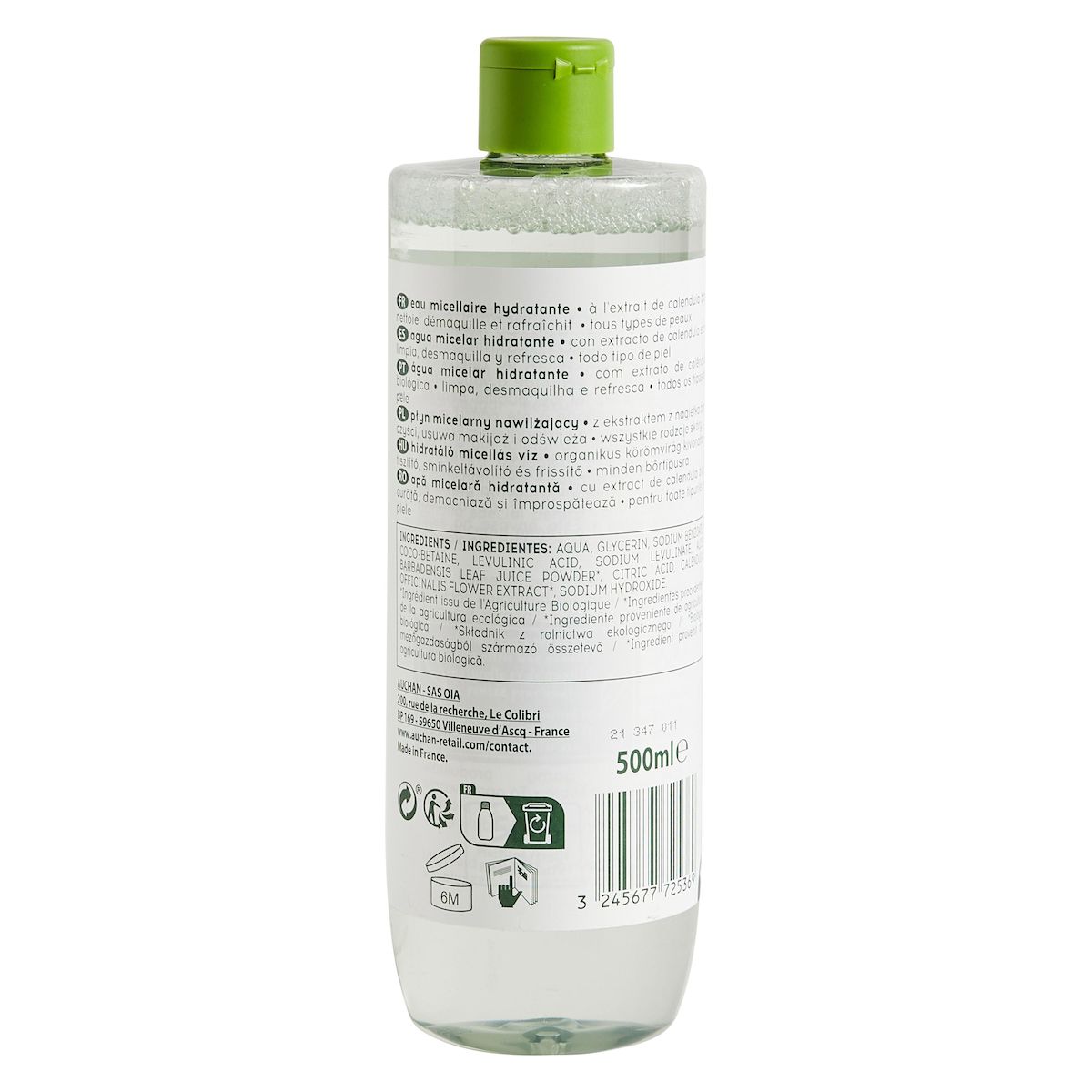 COSMIA BIO Eau micellaire hydratante à l'extrait de calendula bio tous types de peaux 500ml