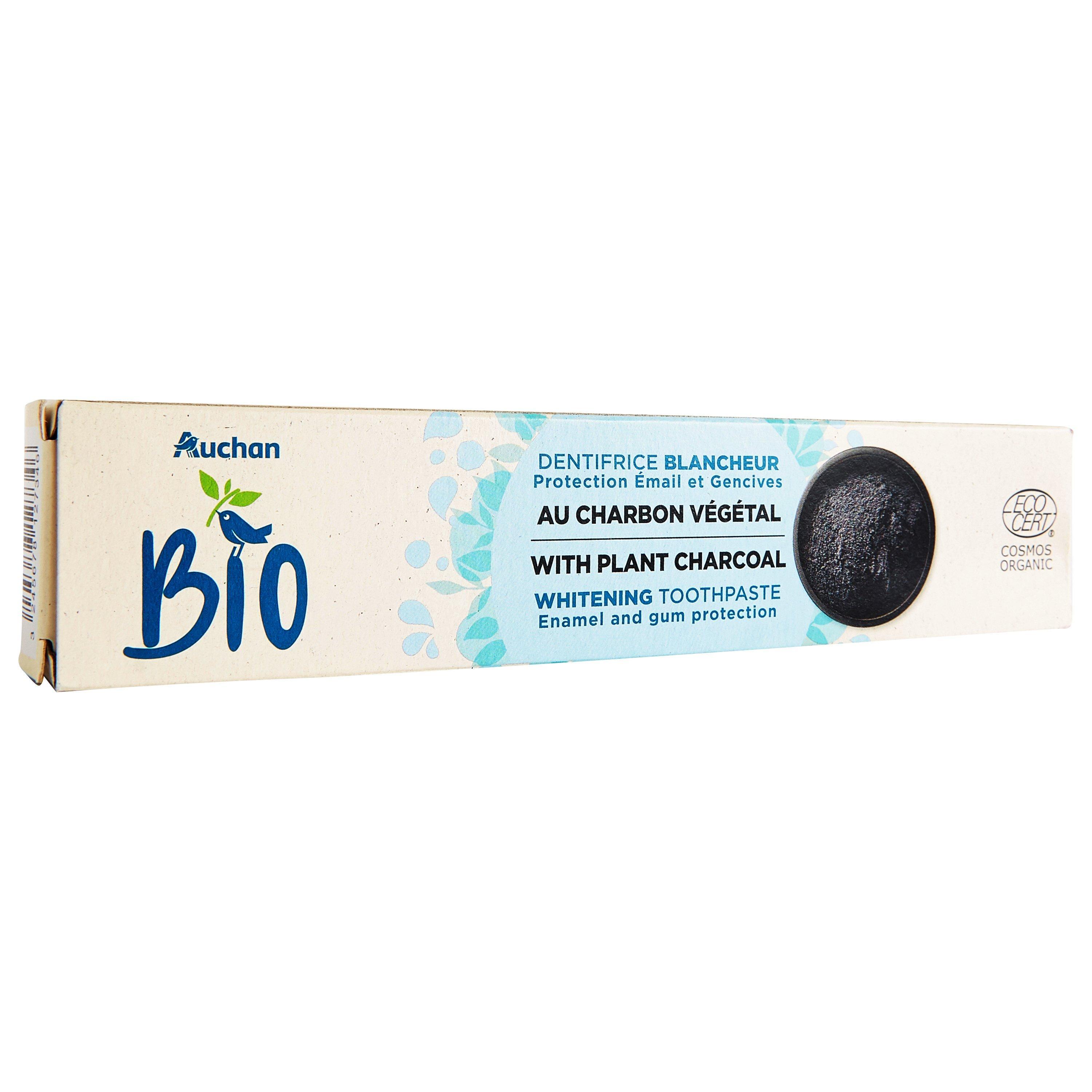 Voir la diapositive 3 : AUCHAN BIO Dentifrice blancheur au charbon végétal 75ml