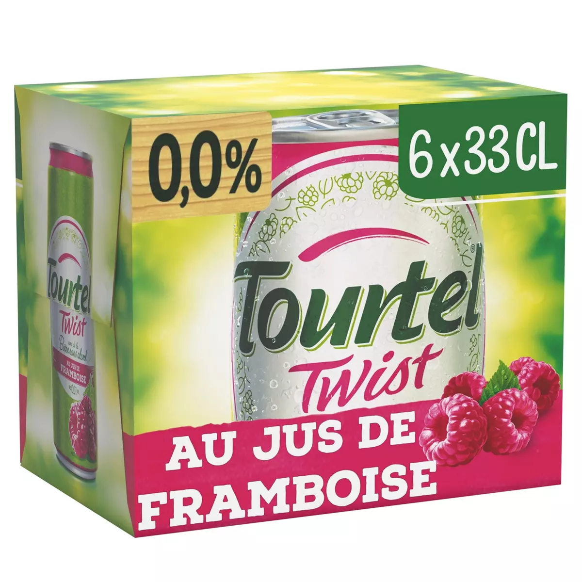 TOURTEL Bière Twist sans alcool 0.0% aromatisée framboise boîtes 6x33cl