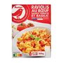 Voir la diapositive 2 : AUCHAN Raviolis au boeuf sauce tomate et basilic 1 part 300g