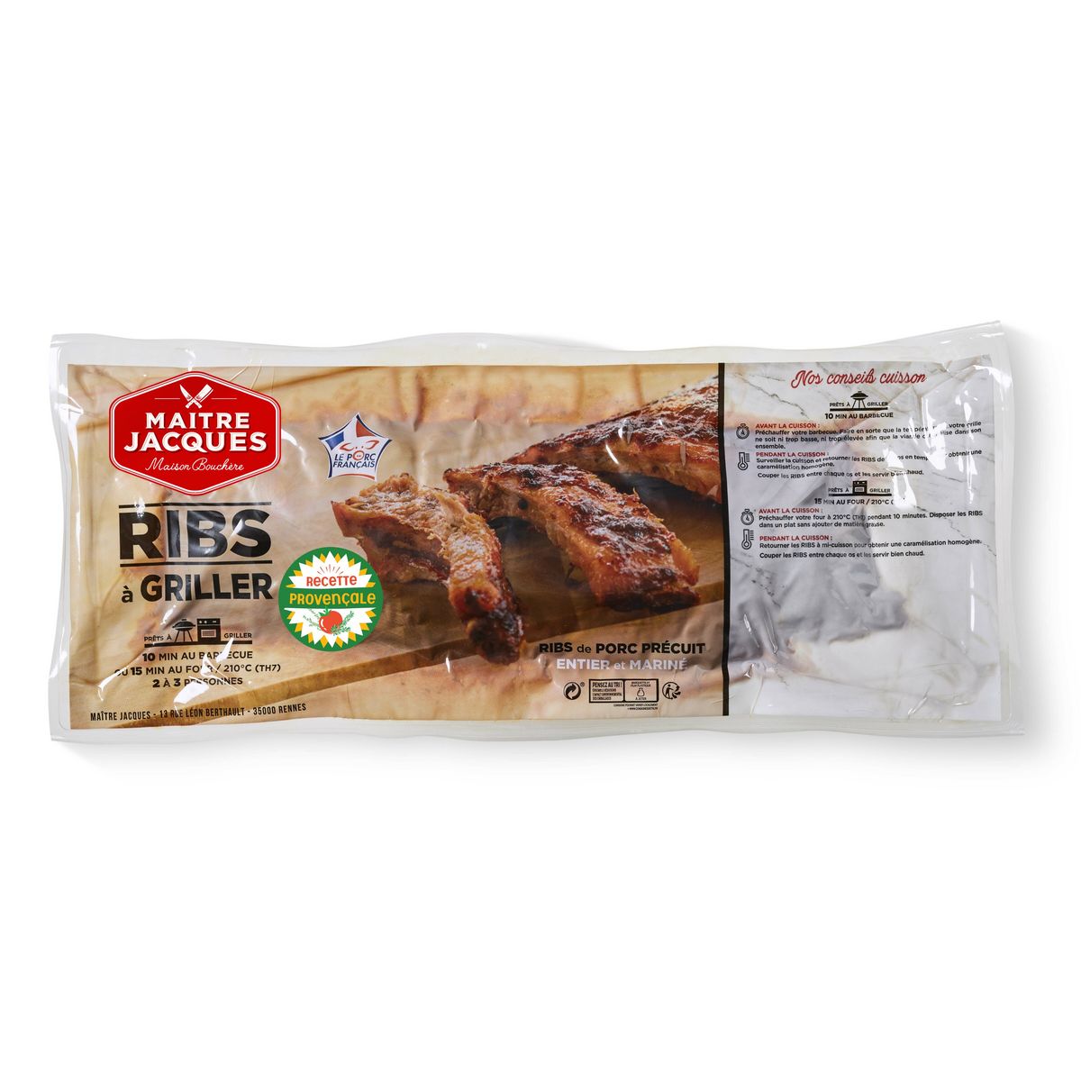MAITRE JACQUES Ribs à griller saveur provençale 690g