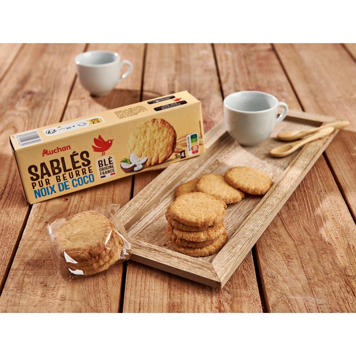 AUCHAN Sablés pur beurre noix de coco 115g