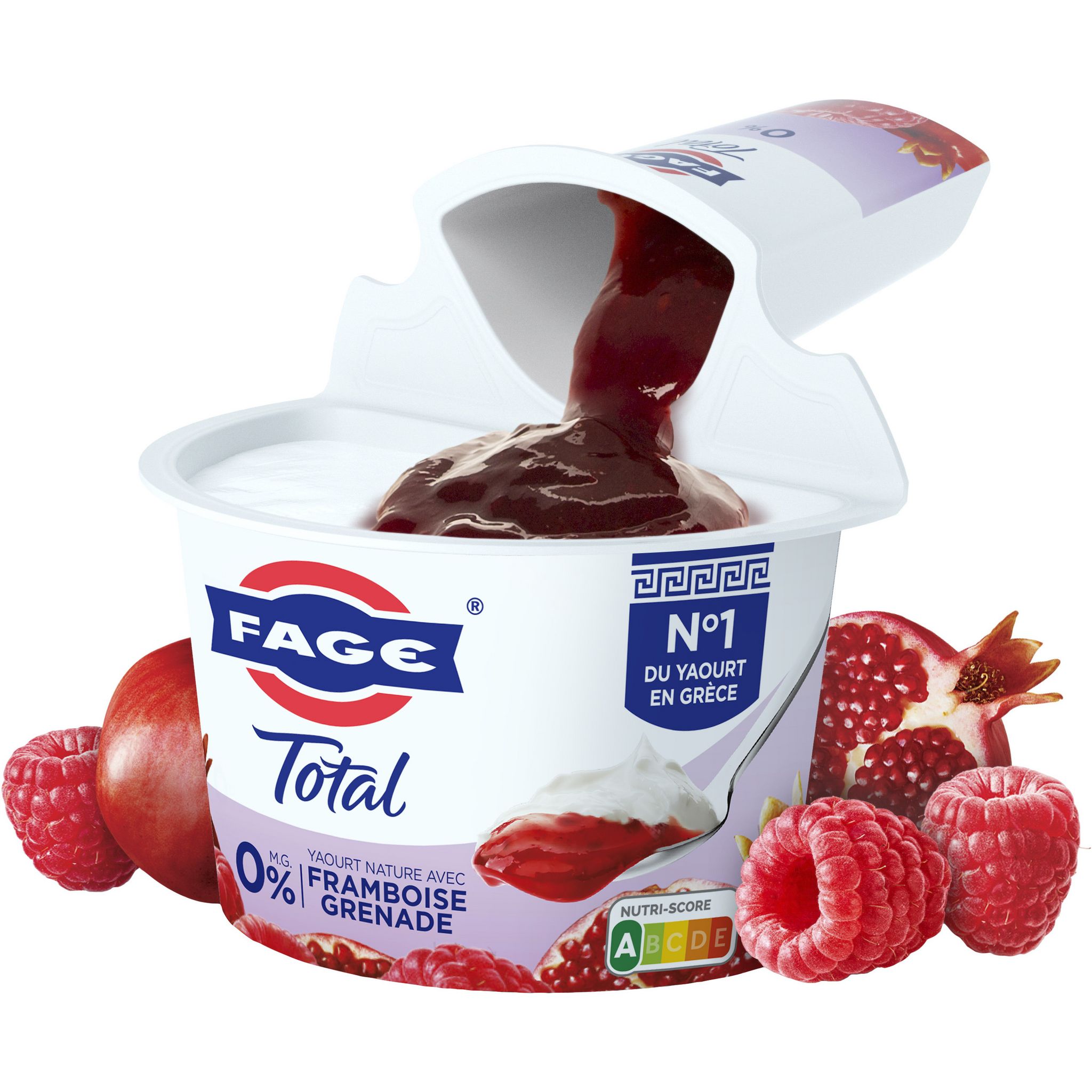 FAGE Yaourt grec framboises grenade 0% MG 150g pas cher - Auchan.fr