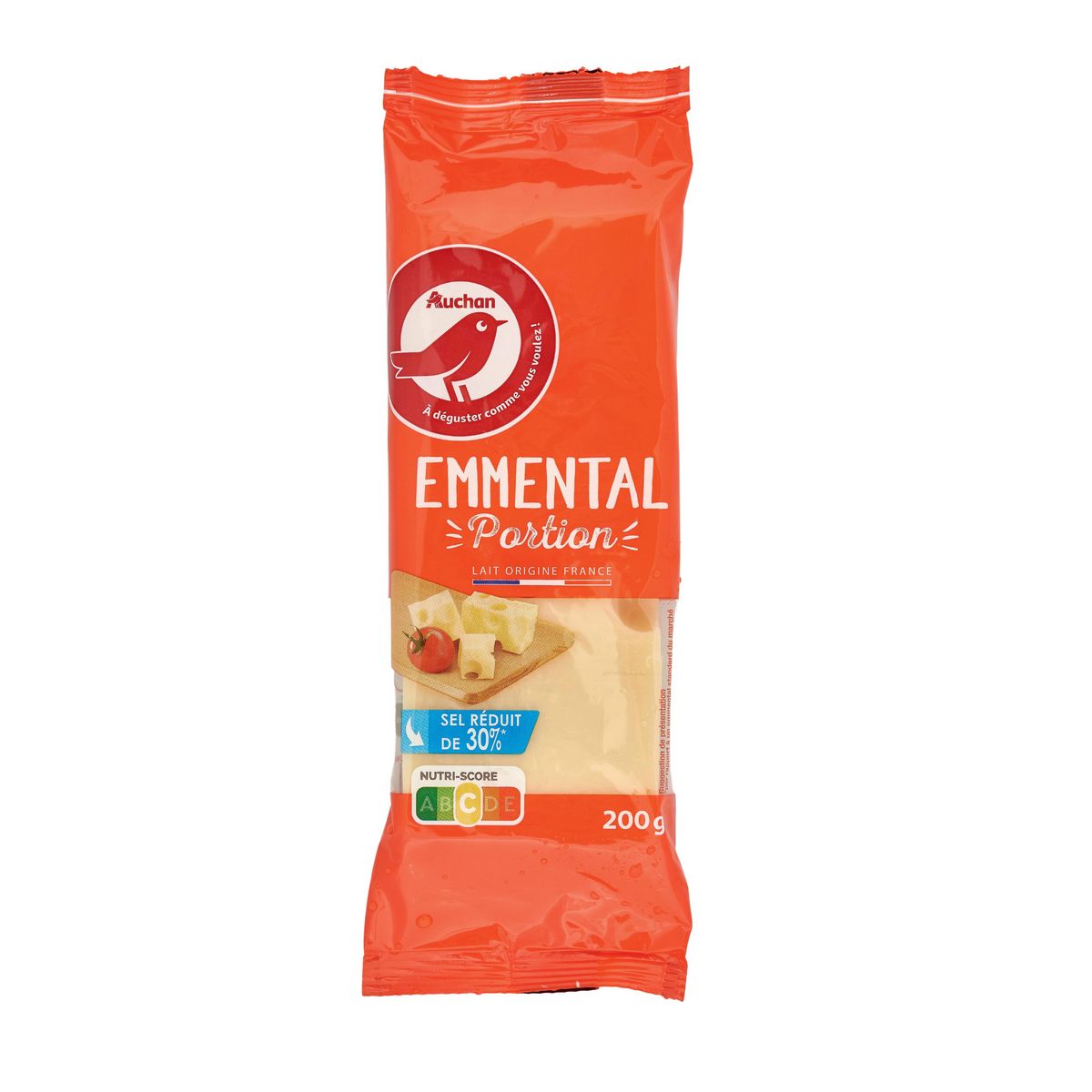AUCHAN Emmental en portion sel réduit 200g