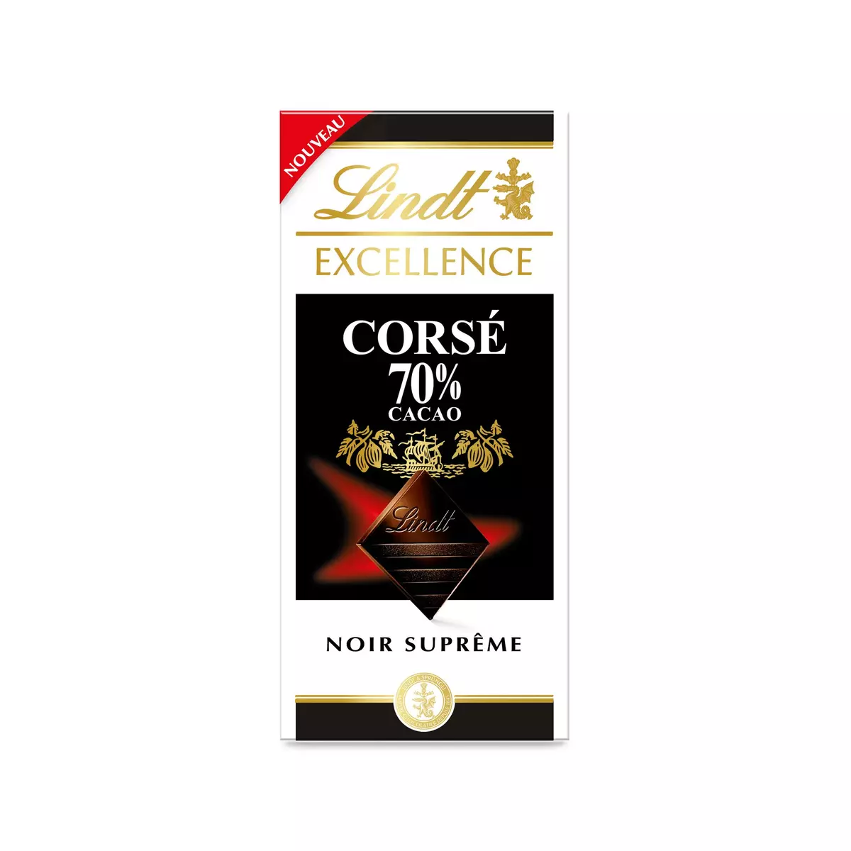 LINDT Excellence tablette de chocolat noir suprême corsé 70% cacao 1 pièce 100g