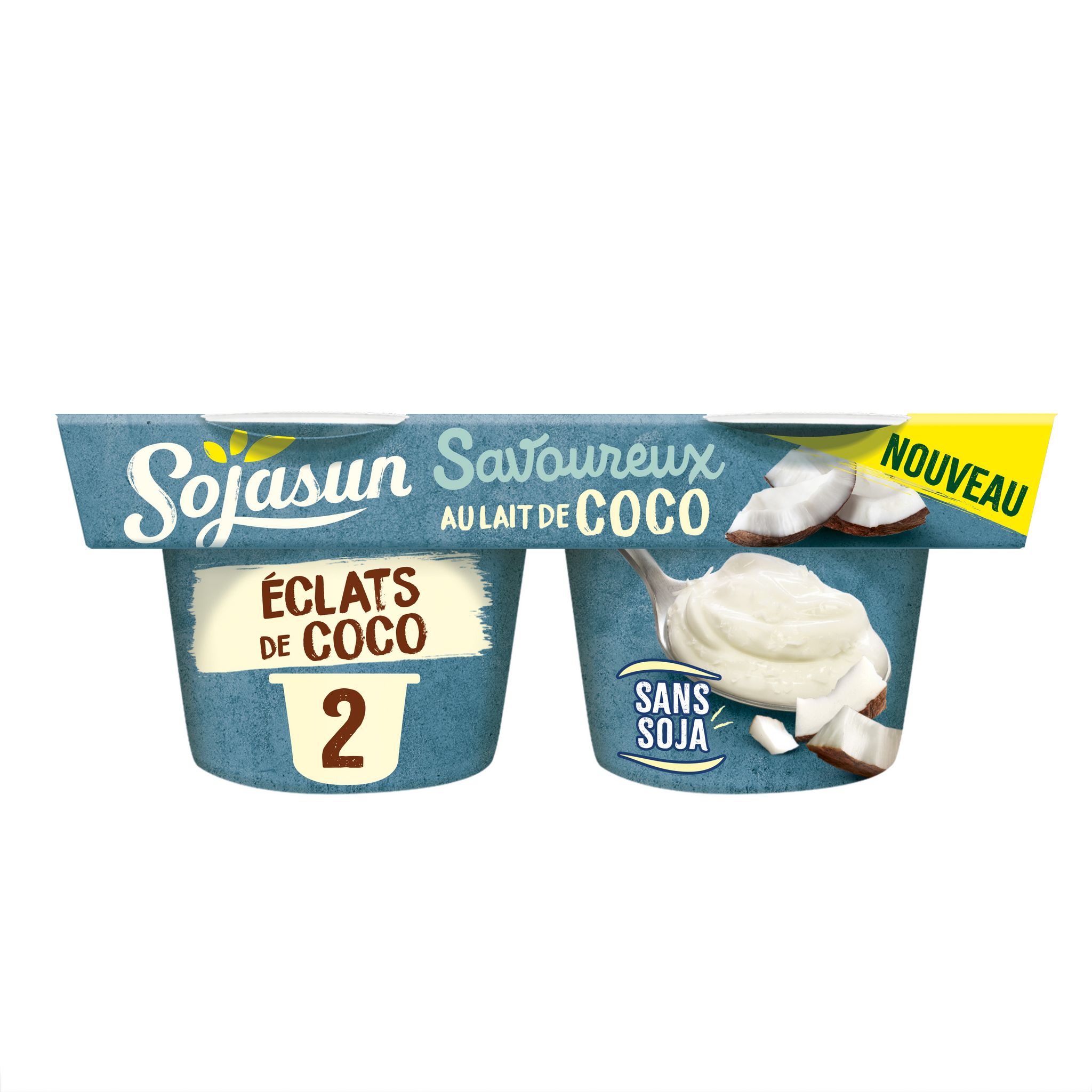 SOJASUN Dessert végétal sans soja au lait et éclats de coco 2x125g pas