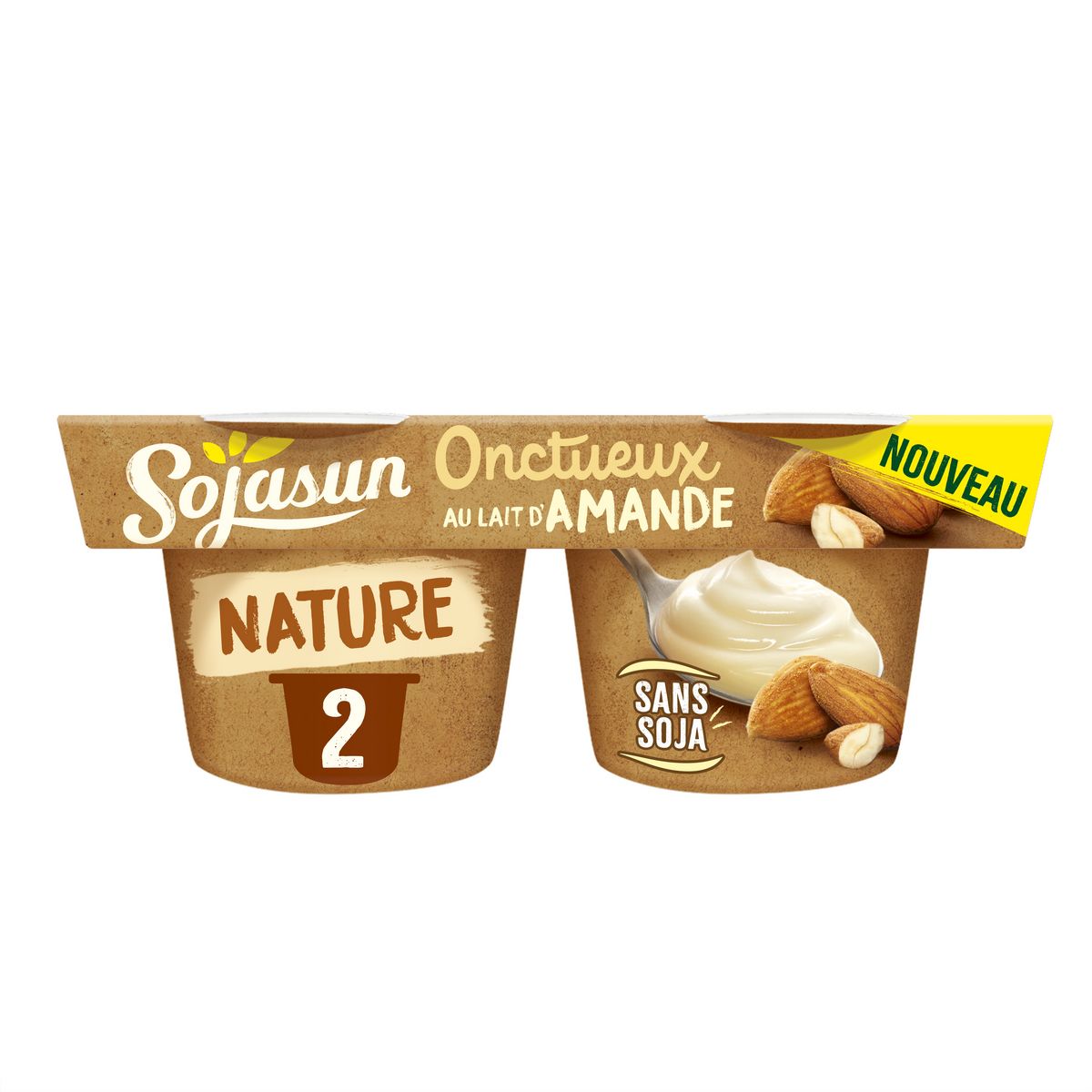 SOJASUN Dessert végétal sans soja au lait d'amande nature 2x125g