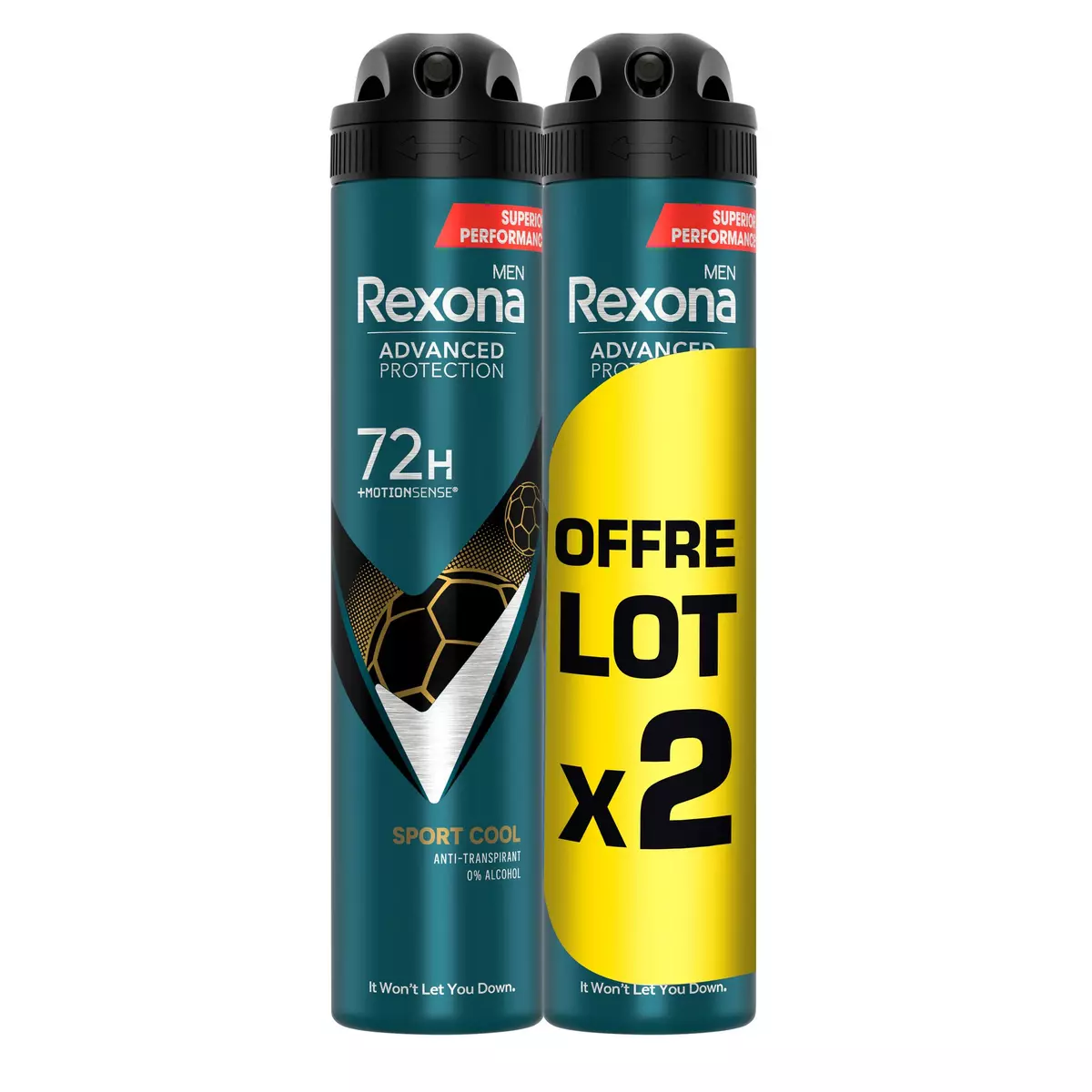 REXONA MEN Déodorant spray homme 72h sport cool 2x200ml