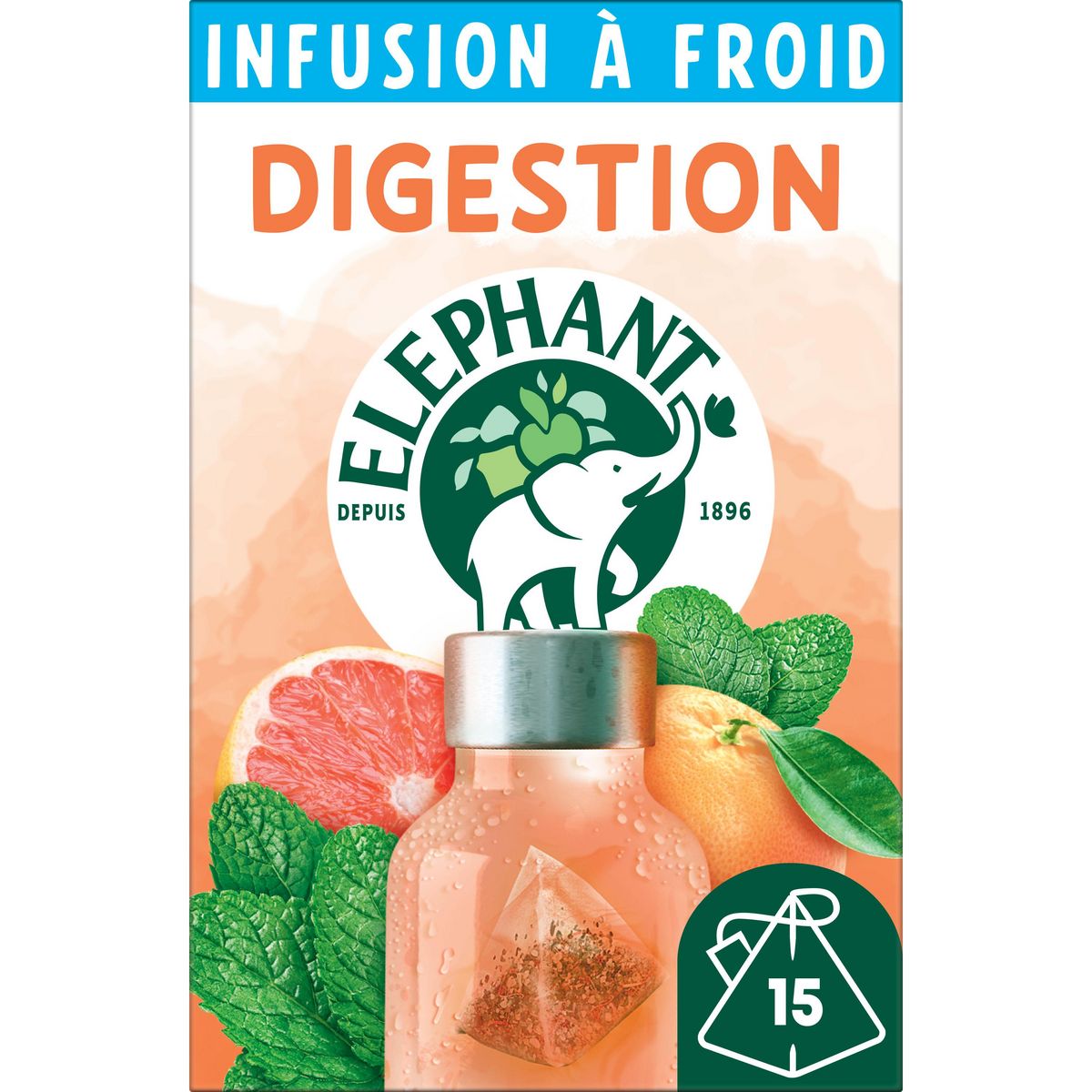 ELEPHANT Infusion à froid Digestion menthe pamplemousse 15 sachets 34g