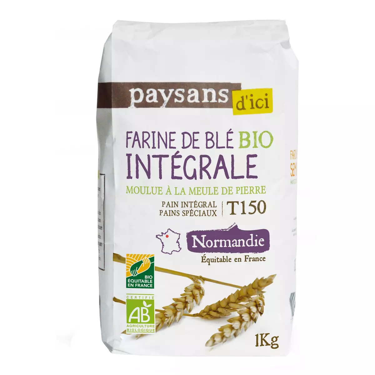 PAYSANS D'ICI Farine de blé intégrale bio T150 1kg