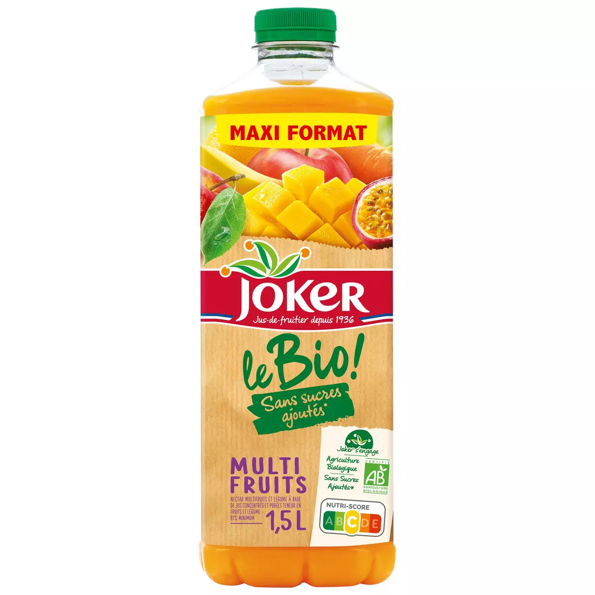 JOKER Nectar multifruits  bio sans sucres ajoutés 1.5l