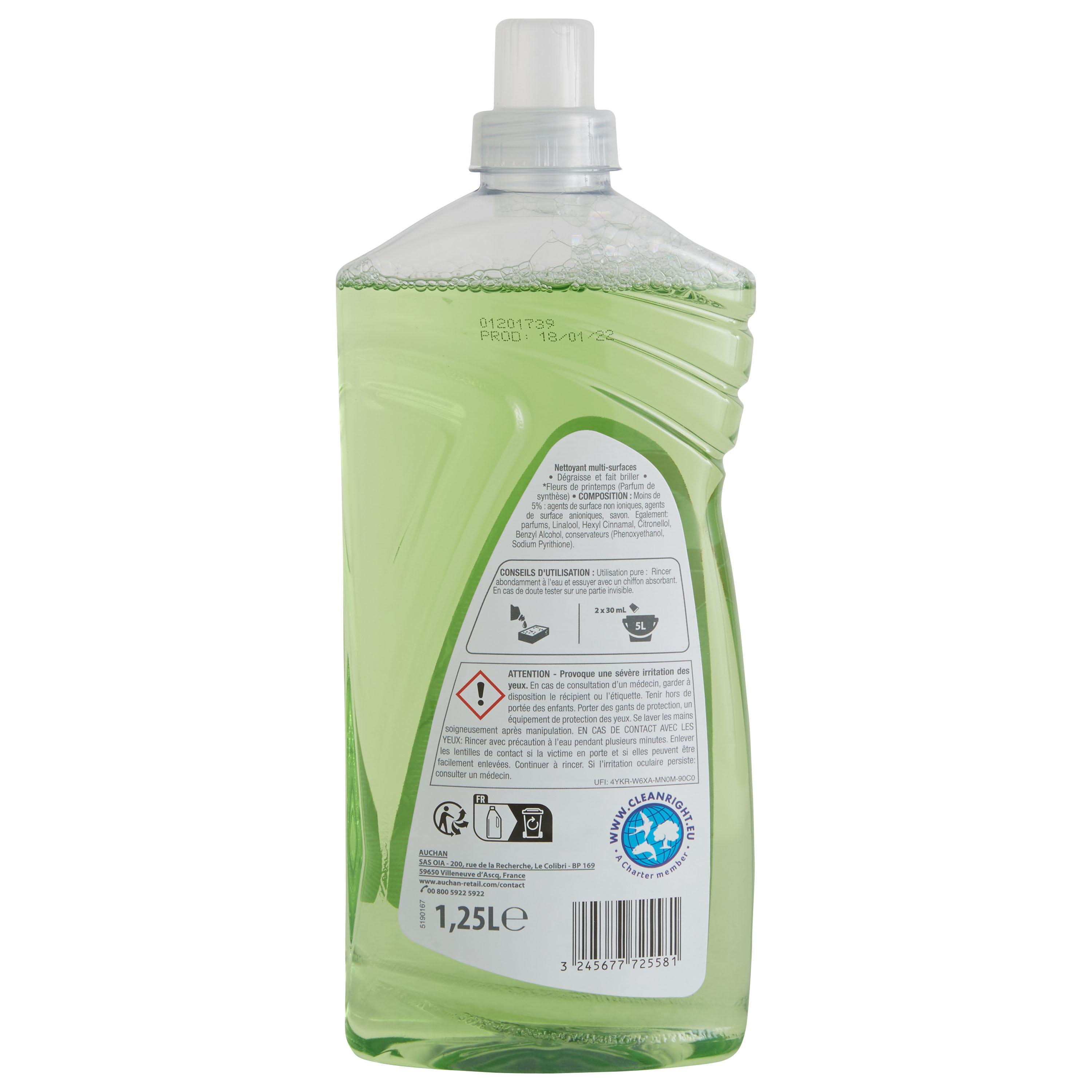 Voir la diapositive 3 : AUCHAN Nettoyant liquide multi-surfaces fleurs de printemps 1,25l