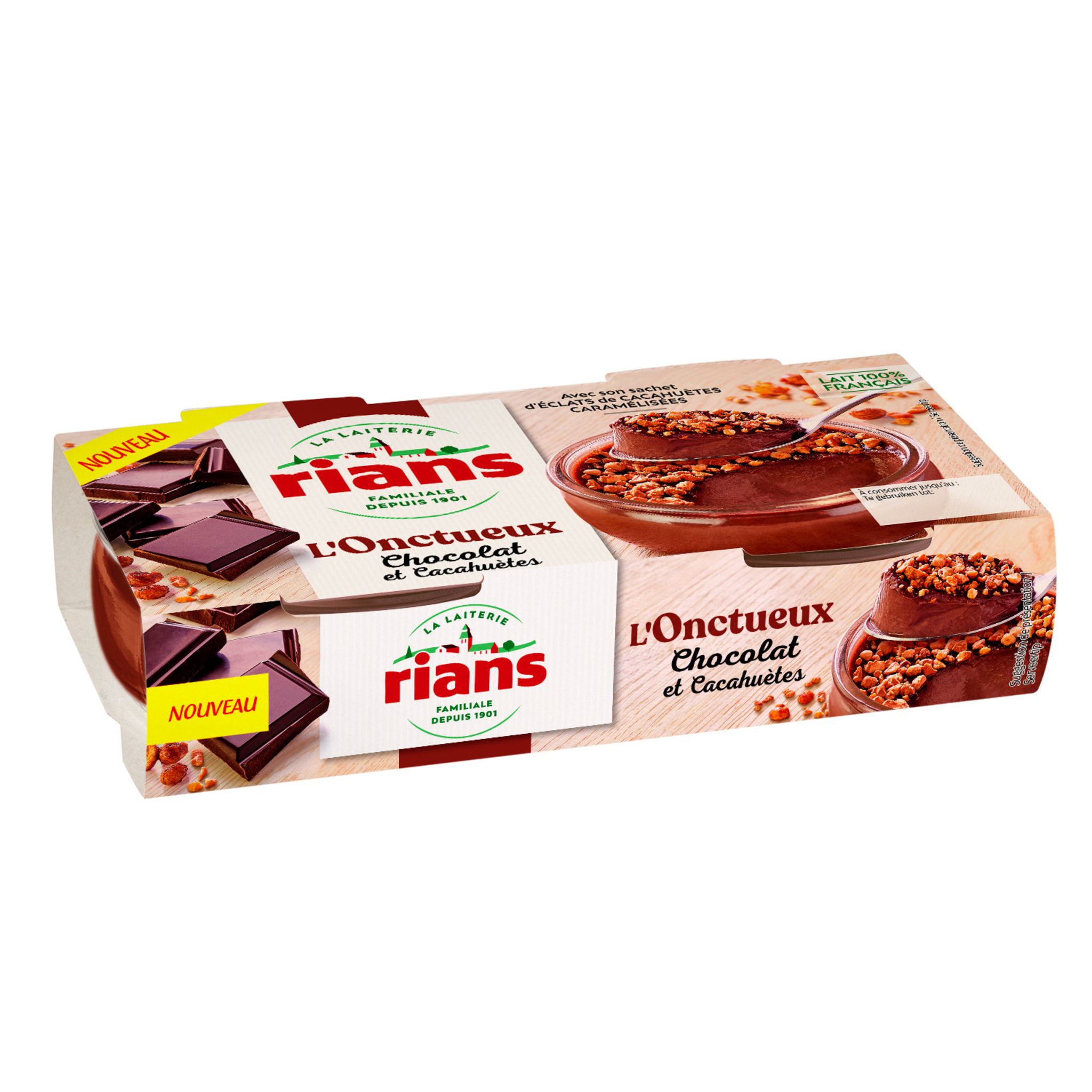 RIANS L'onctueux chocolat et cacahuètes 2x90g pas cher - Auchan.fr