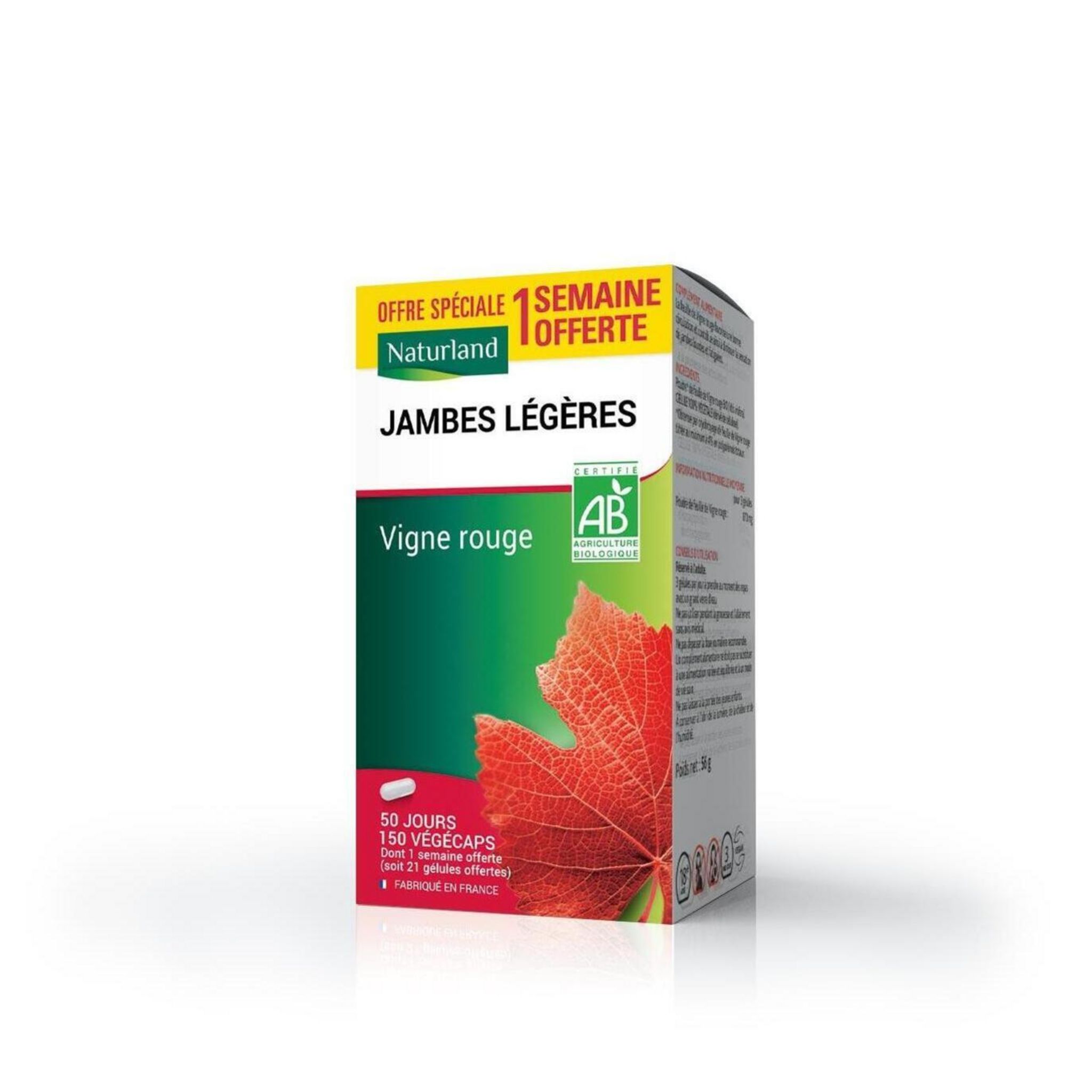 NATURLAND Complément alimentaire jambes légères bio 150 végécaps