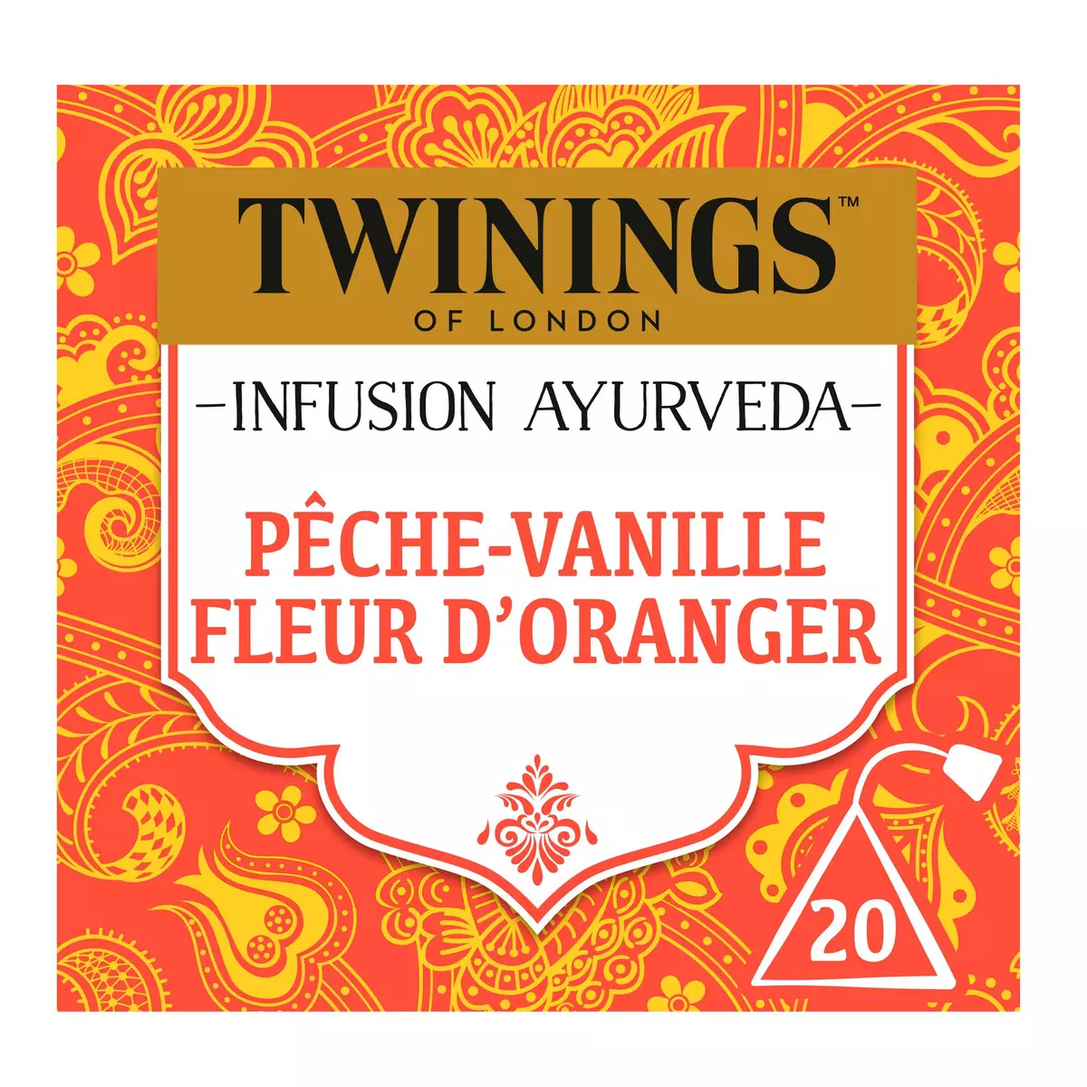 TWININGS Infusion ayurveda pêche vanille fleur d'oranger 20 sachets 30g
