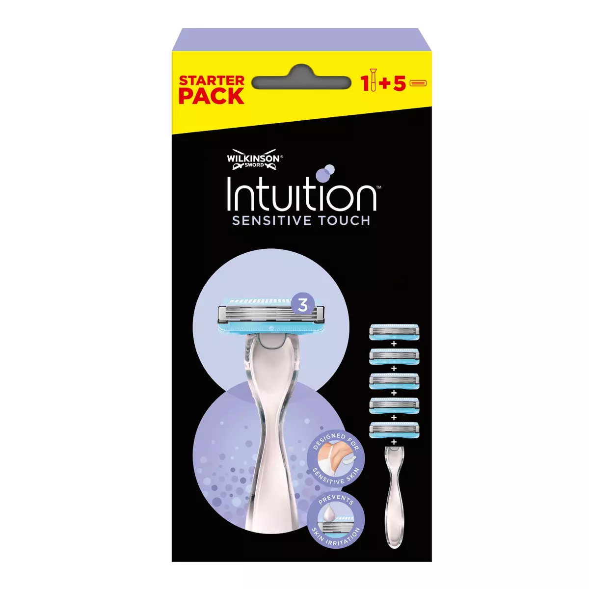 WILKINSON Intuition rasoir 3 lames sensitive touch avec recharges 1 rasoir + 5 recharges