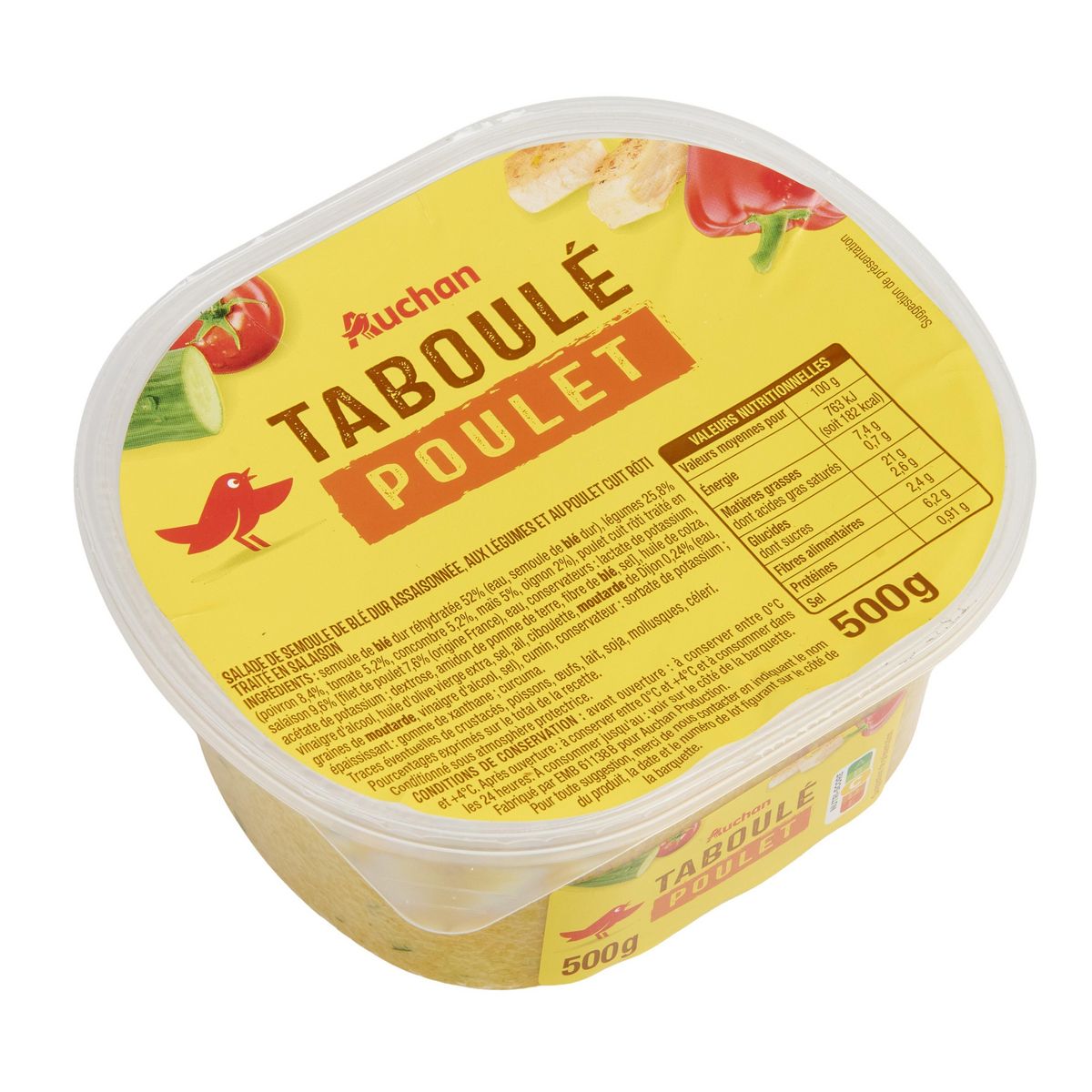 AUCHAN Taboulé au poulet 5 parts 500g