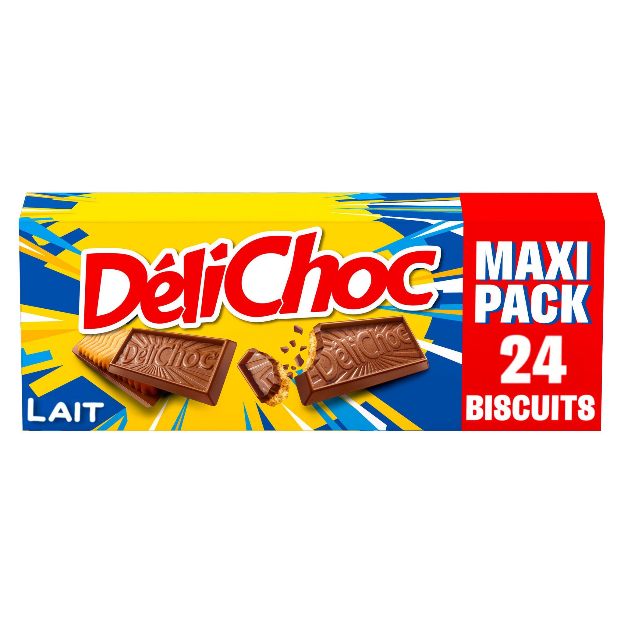 Voir la diapositive 2 : DELICHOC Biscuits sablés nappés de chocolat au lait croustillant 24 biscuits 300g