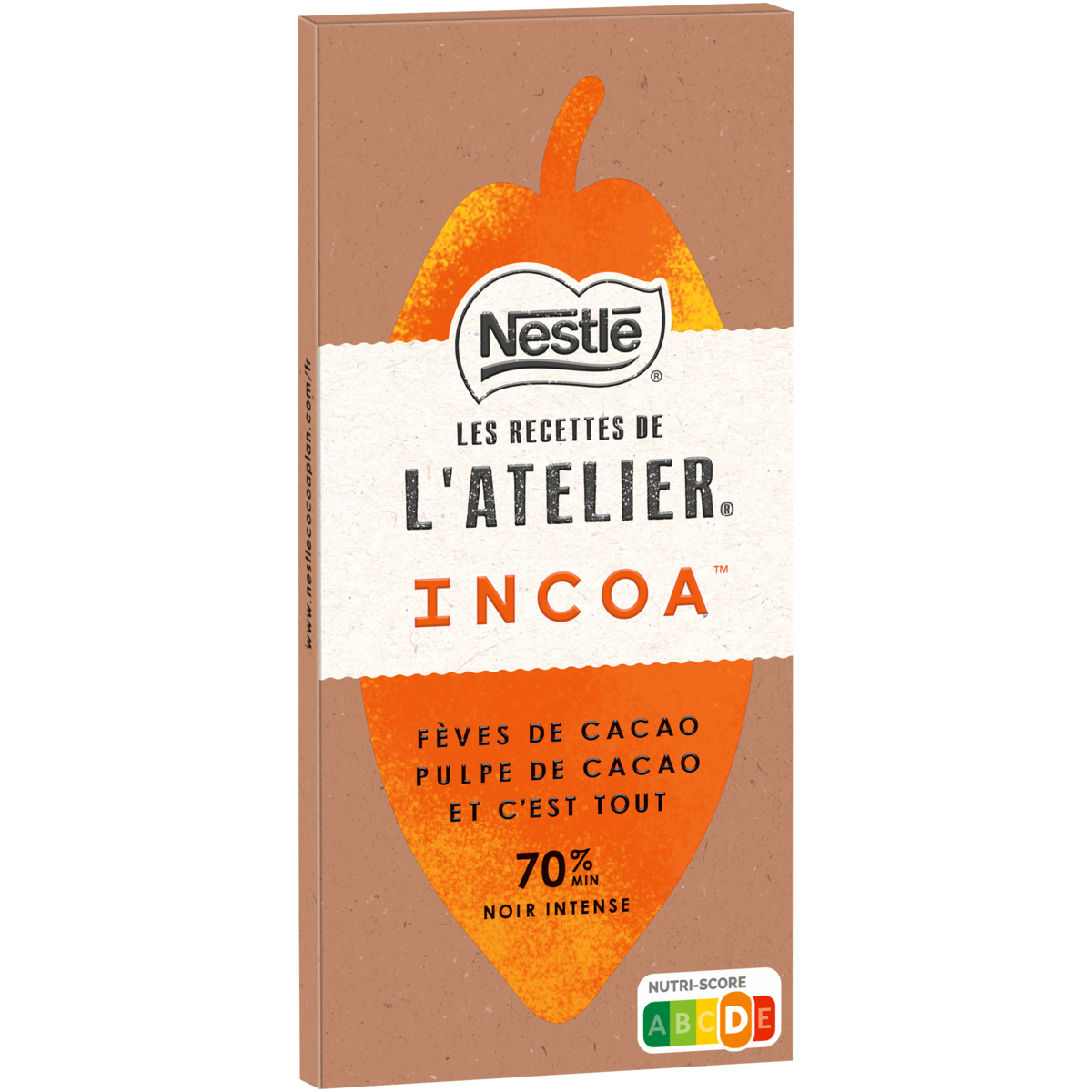 NESTLE Les recettes de l'atelier Incoa fèves et pulpe de cacao 70% noir intense 1 pièce 68g