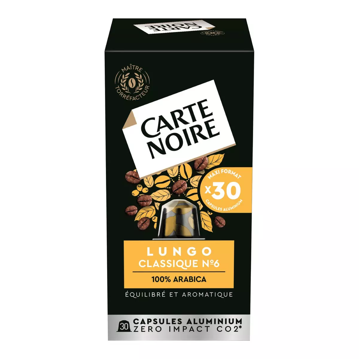 CARTE NOIRE Capsules de café lungo classique n°6 compatibles Nespresso 30 capsules 168g