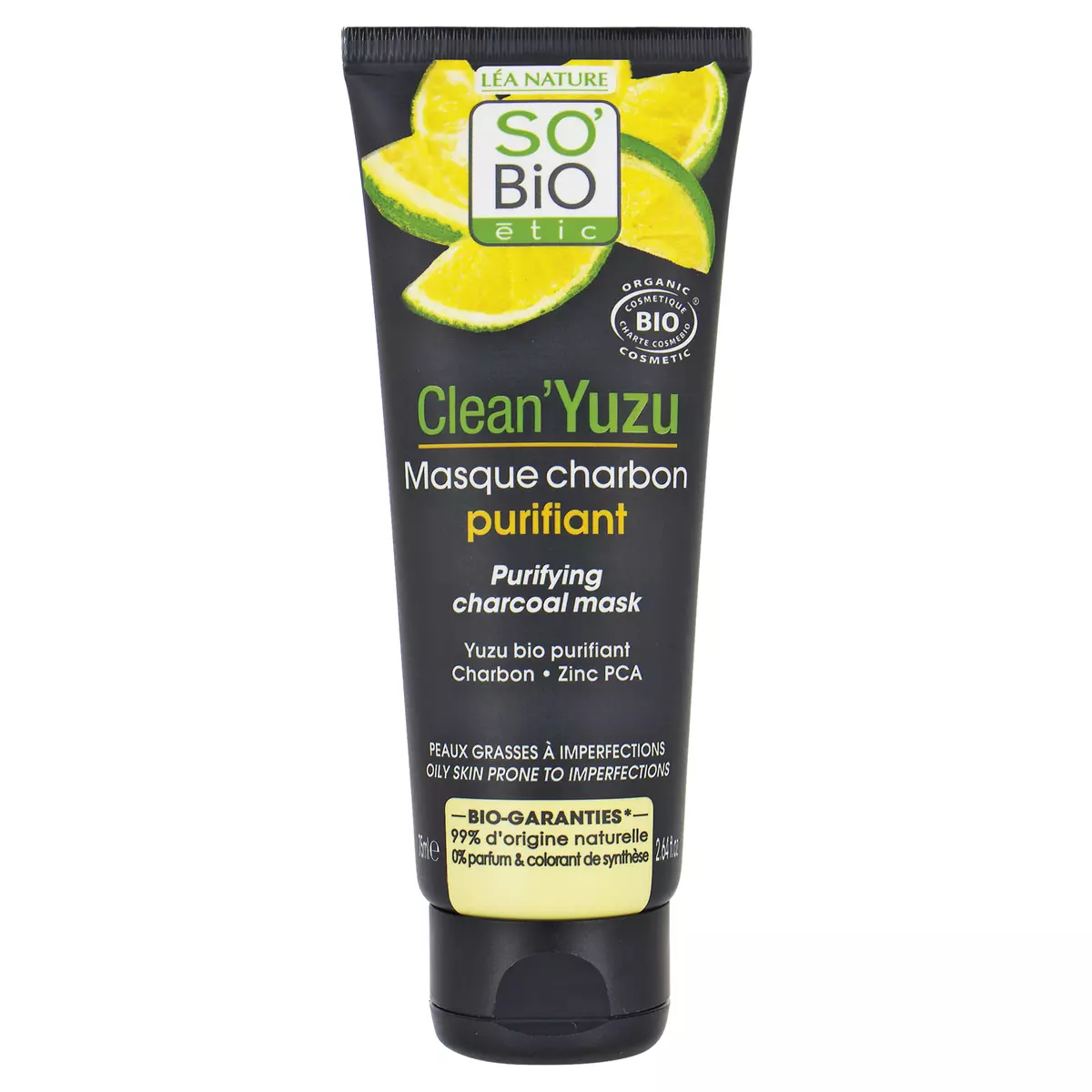 SO BIO ETIC Clean'Yuzu masque charbon purifiant bio peaux grasses à imperfections 75ml