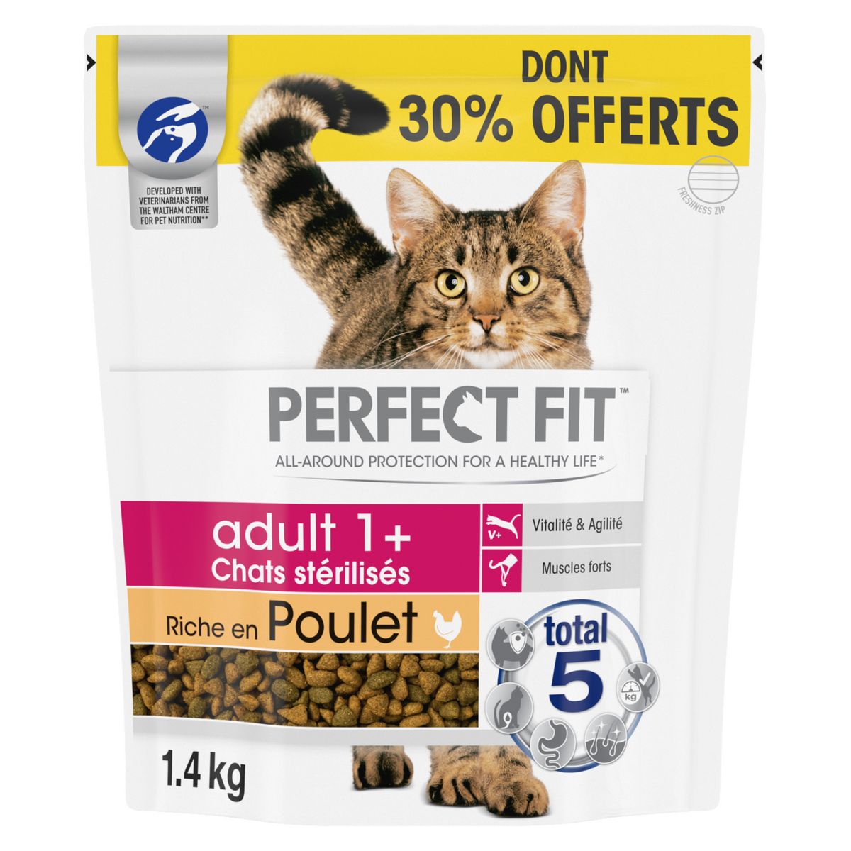 PERFECT FIT Croquettes au poulet pour chat adulte stérilisé dont 30% offert 1.4kg