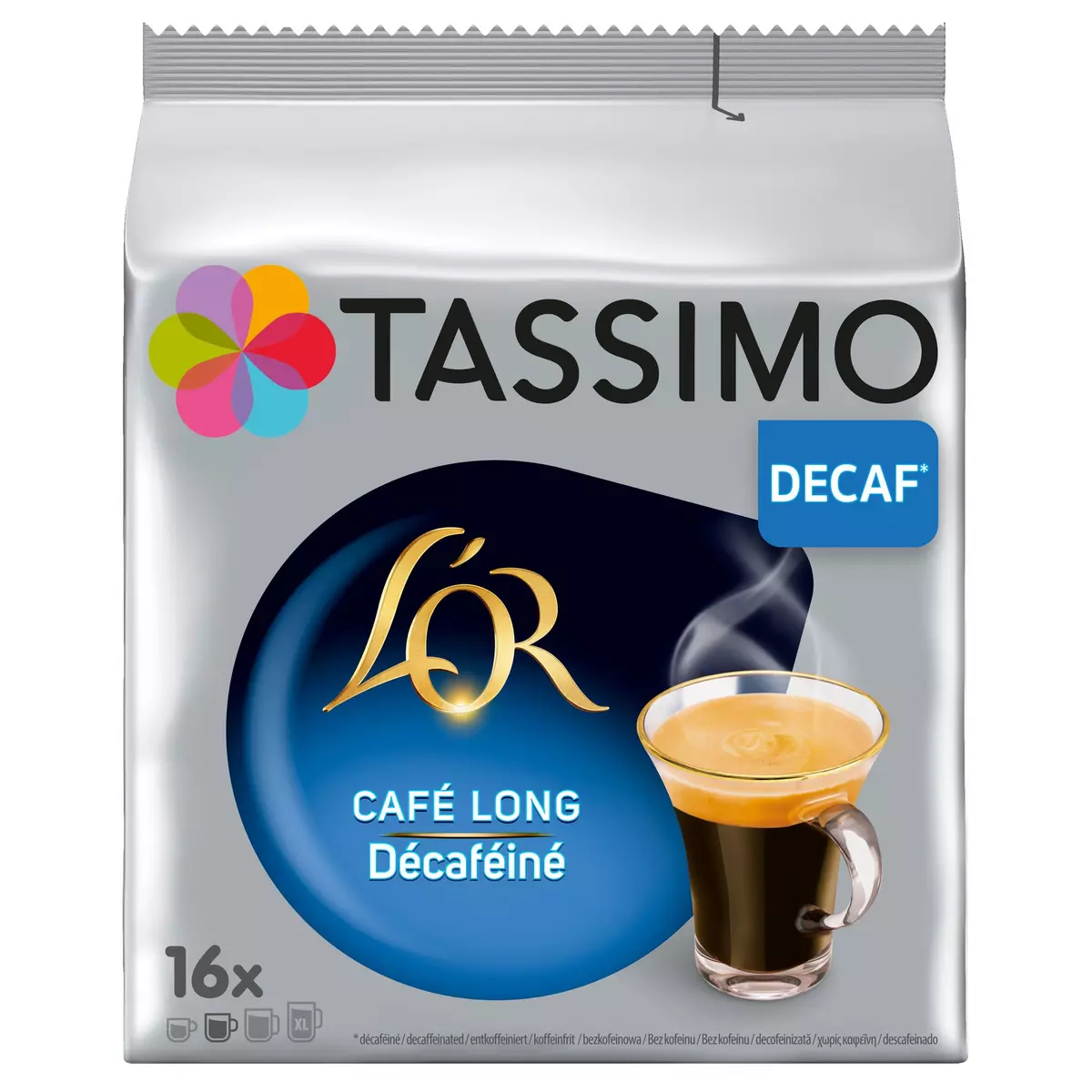 TASSIMO Dosettes de café L'Or café long décaféiné 16 dosettes 106g