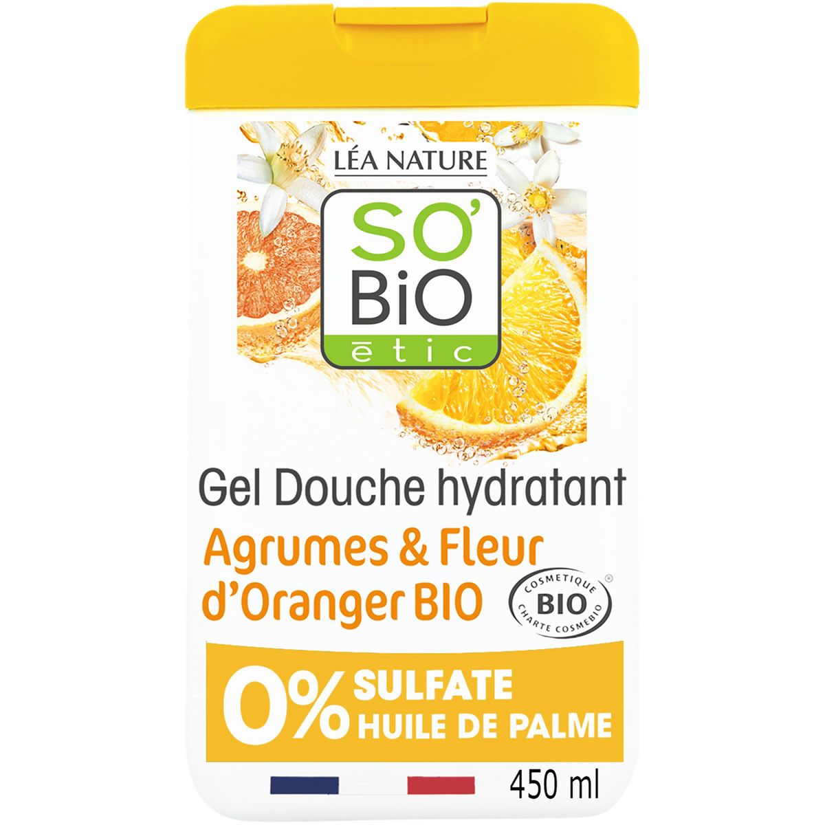 SO BIO ETIC Gel douche hydratant argrumes et fleur d'oranger bio 450ml