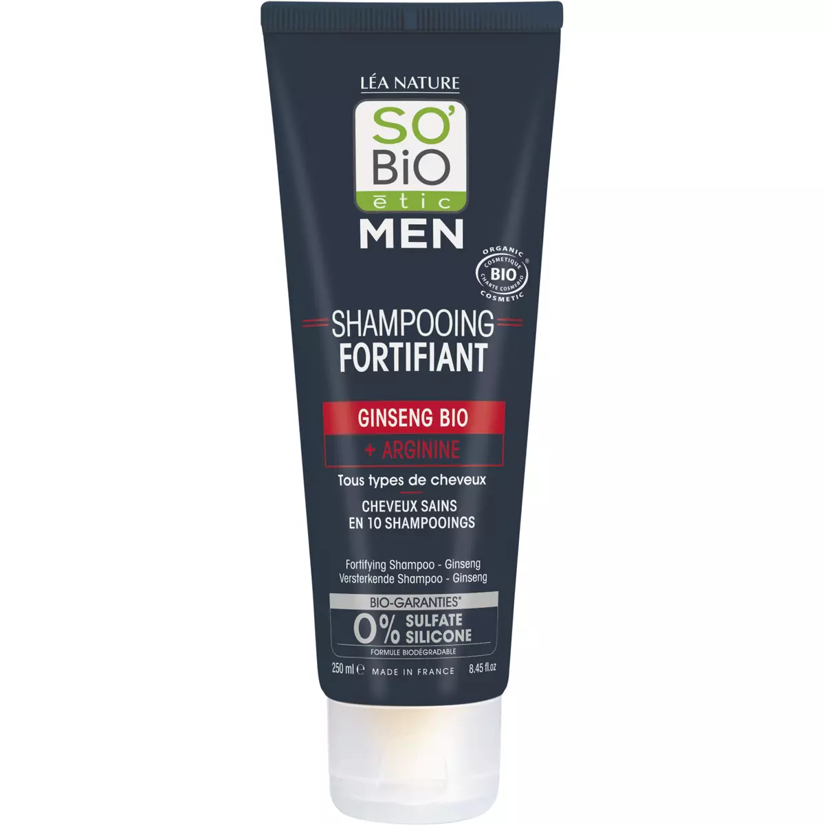 SO BIO ETIC Men shampooing fortifiant ginseng bio et arginine tous types de cheveux 250ml