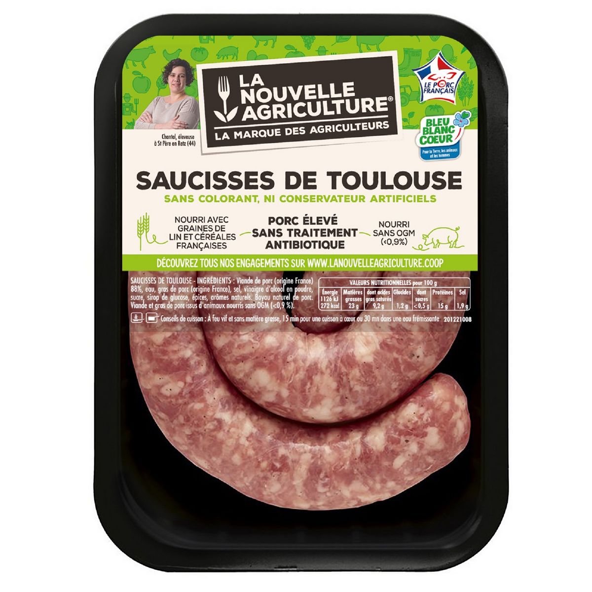 LA NOUVELLE AGRICULTURE Saucisses de Toulouse 500g