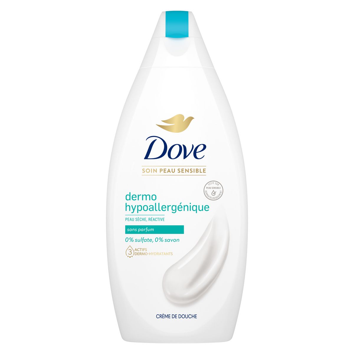 DOVE Gel douche dermo hypoallergénique pour peau sèche-réactive sans parfum 400ml