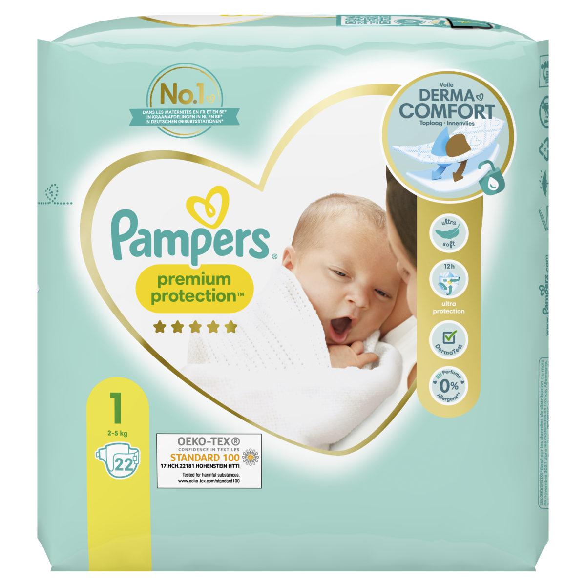 PAMPERS Premium protection couches taille 1 (2-5kg) 22 couches