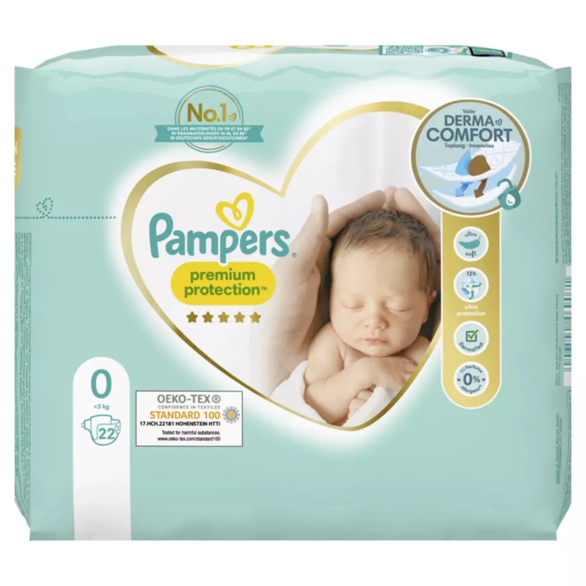 PAMPERS Premium protection couches taille 0 (-3kg) 22 couches