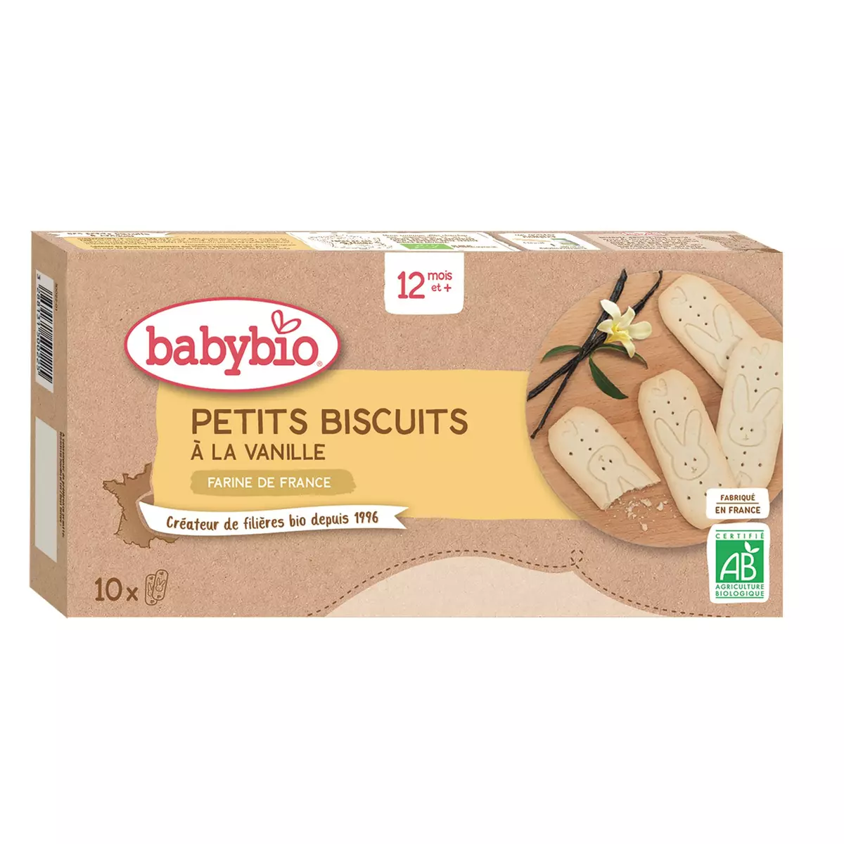 BABYBIO Petits biscuits à la vanille 10 pièces 160g