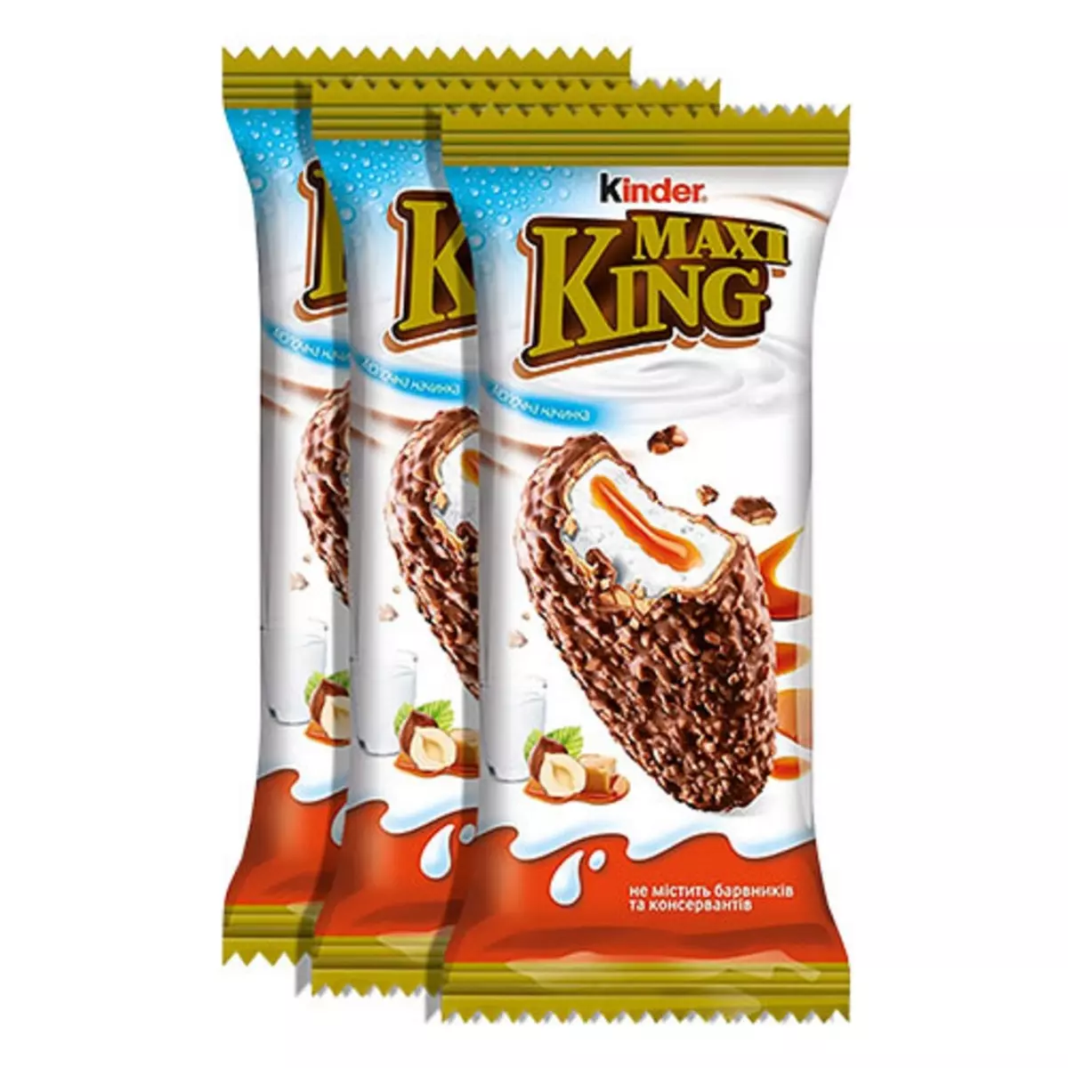 KINDER Maxi king fines gaufrettes enrobées de chocolat au lait et noisettes 3 pièces 105g
