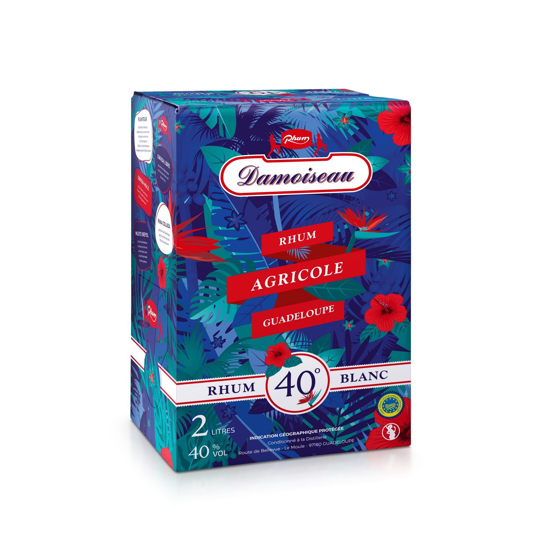 DAMOISEAU Rhum blanc agricole de Guadeloupe 40% 2l
