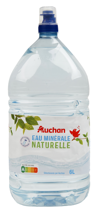 Voir la diapositive 2 : AUCHAN Eau minérale fontaine naturelle bidon de 6l