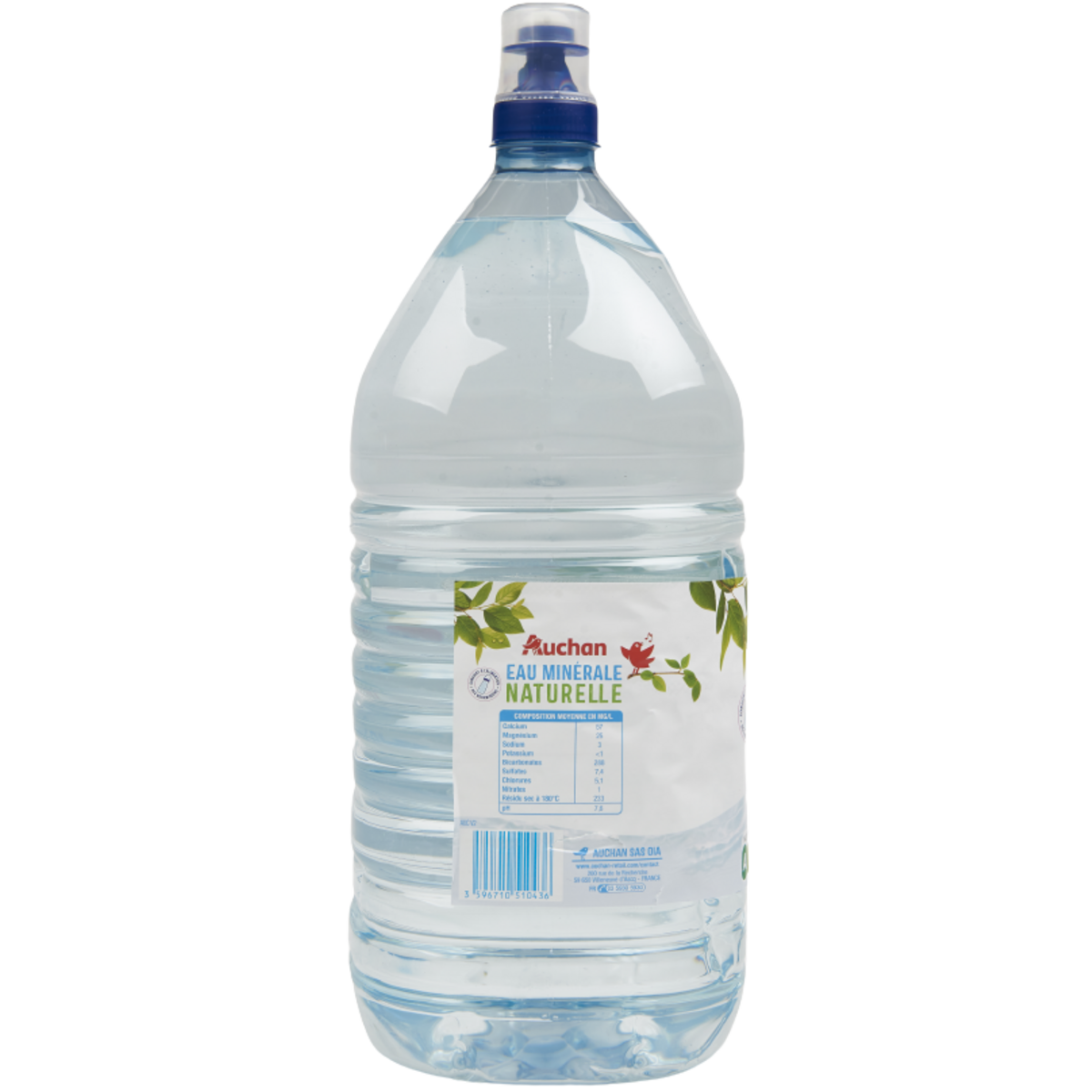 AUCHAN Eau minérale fontaine naturelle bidon de 6l