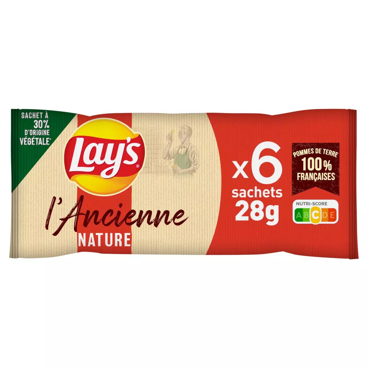 LAY'S Chips recette à l'ancienne nature sachets individuels 6 sachets 6x28g