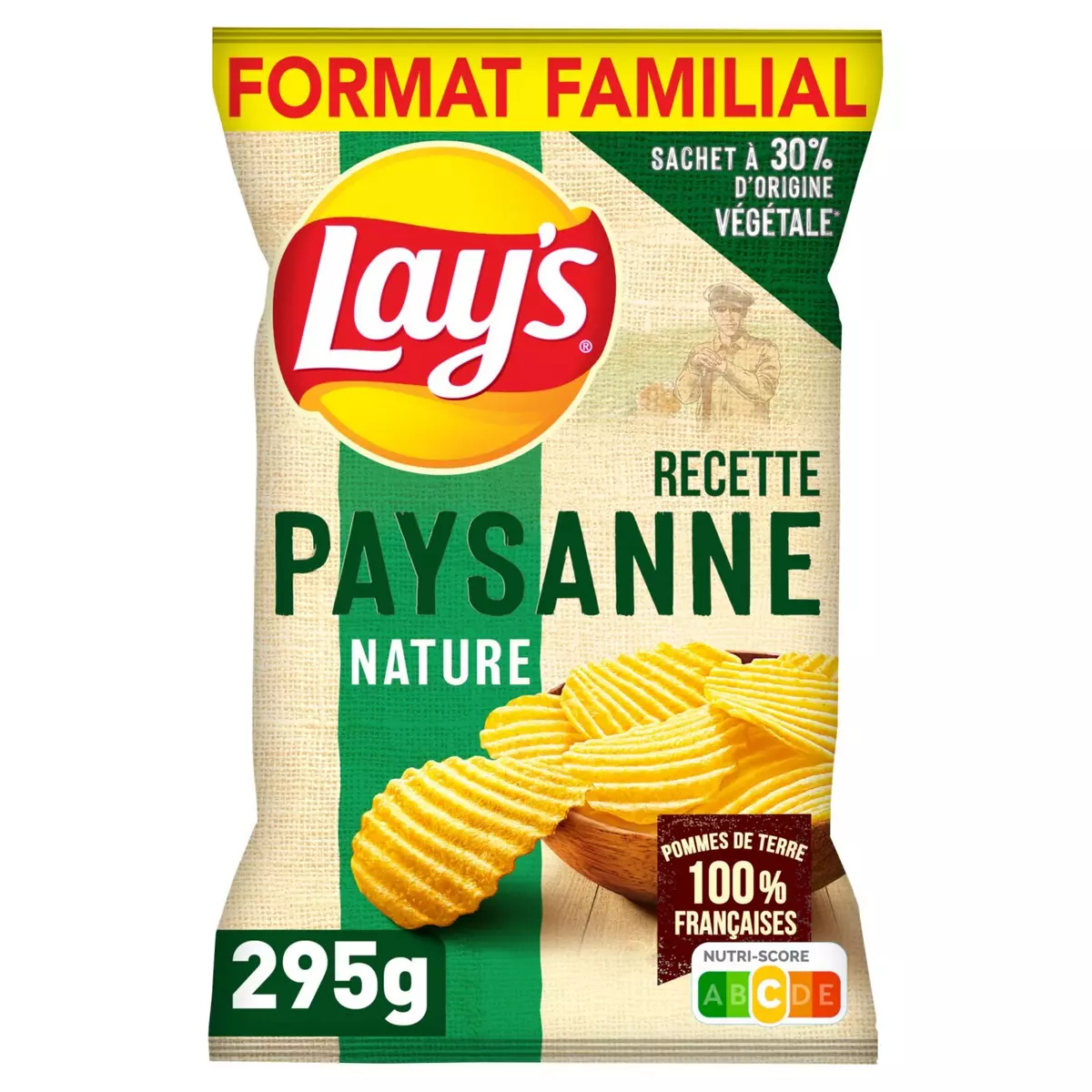 LAY'S Chips ondulées recette paysanne nature format familial 295g