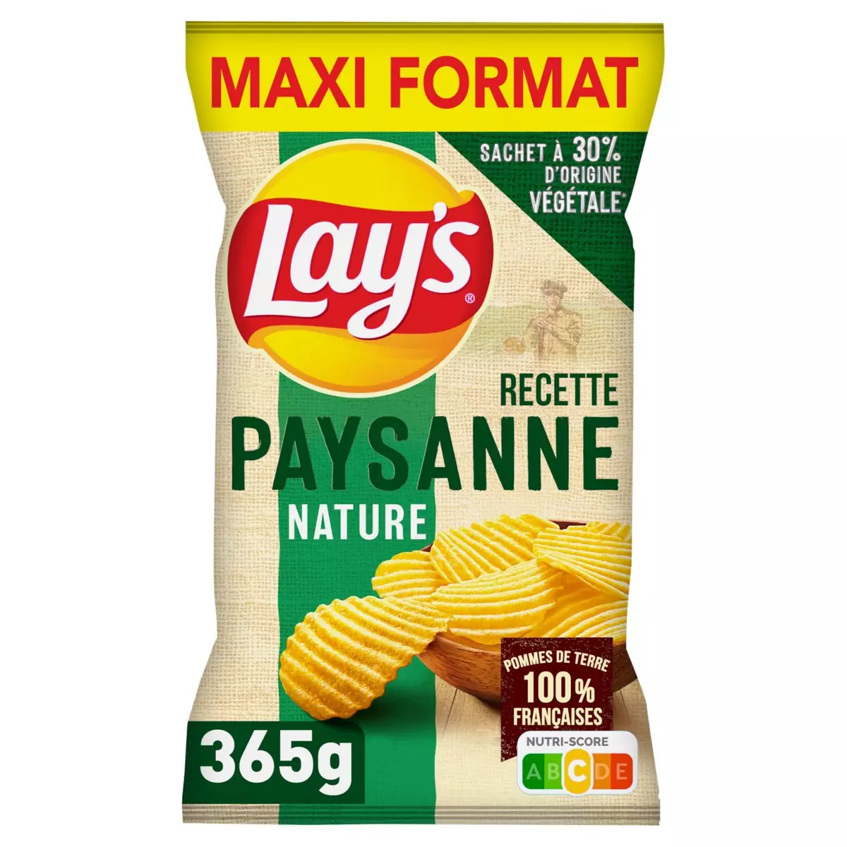 LAY'S Chips paysanne nature 365g