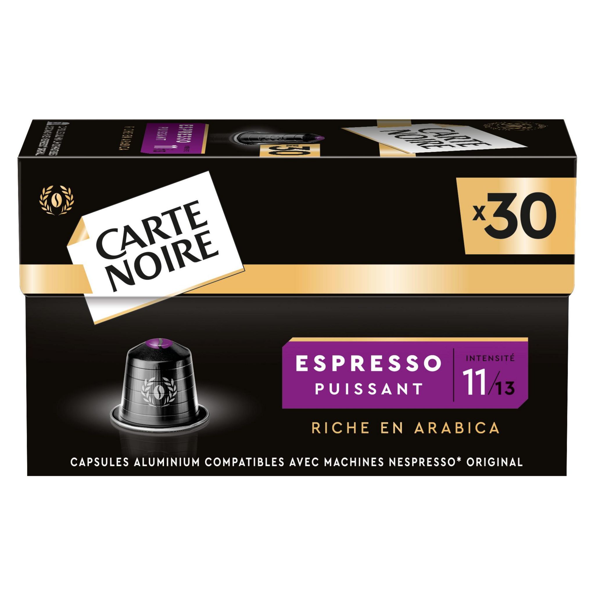 CARTE NOIRE Capsules de café espresso puissant intensité 11 compatibles Nespresso 30 capsules 165g